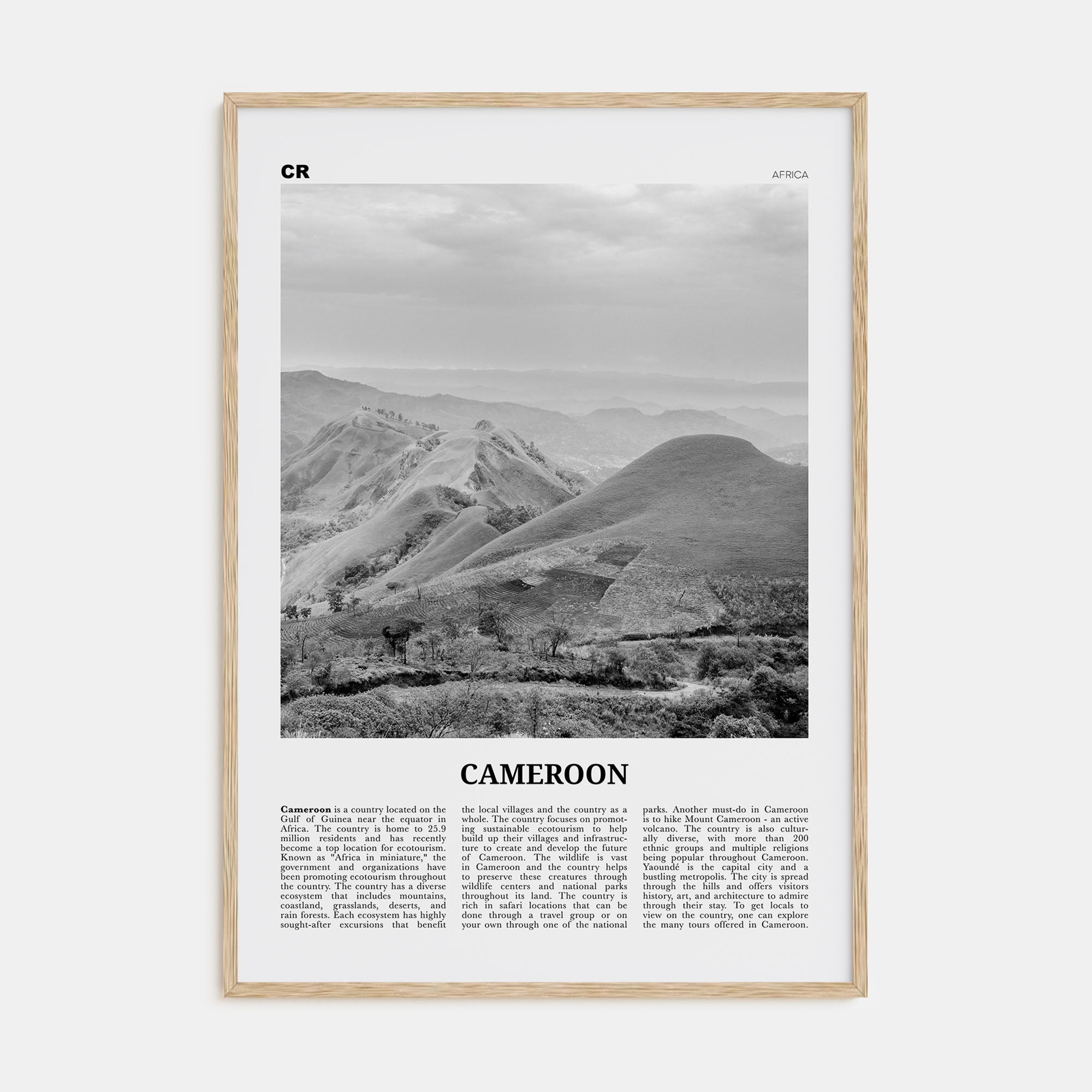 Cameroon Travel B&W Poster