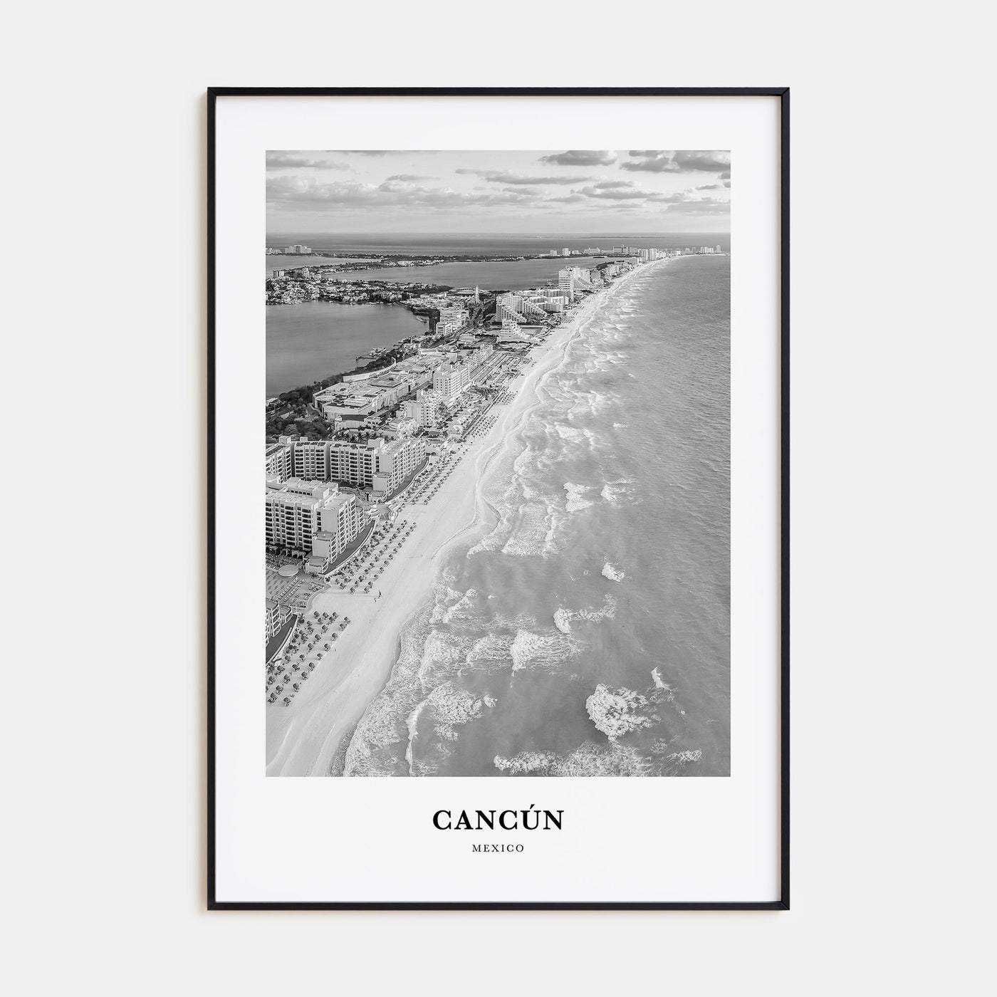 Cancún Portrait B&W Poster