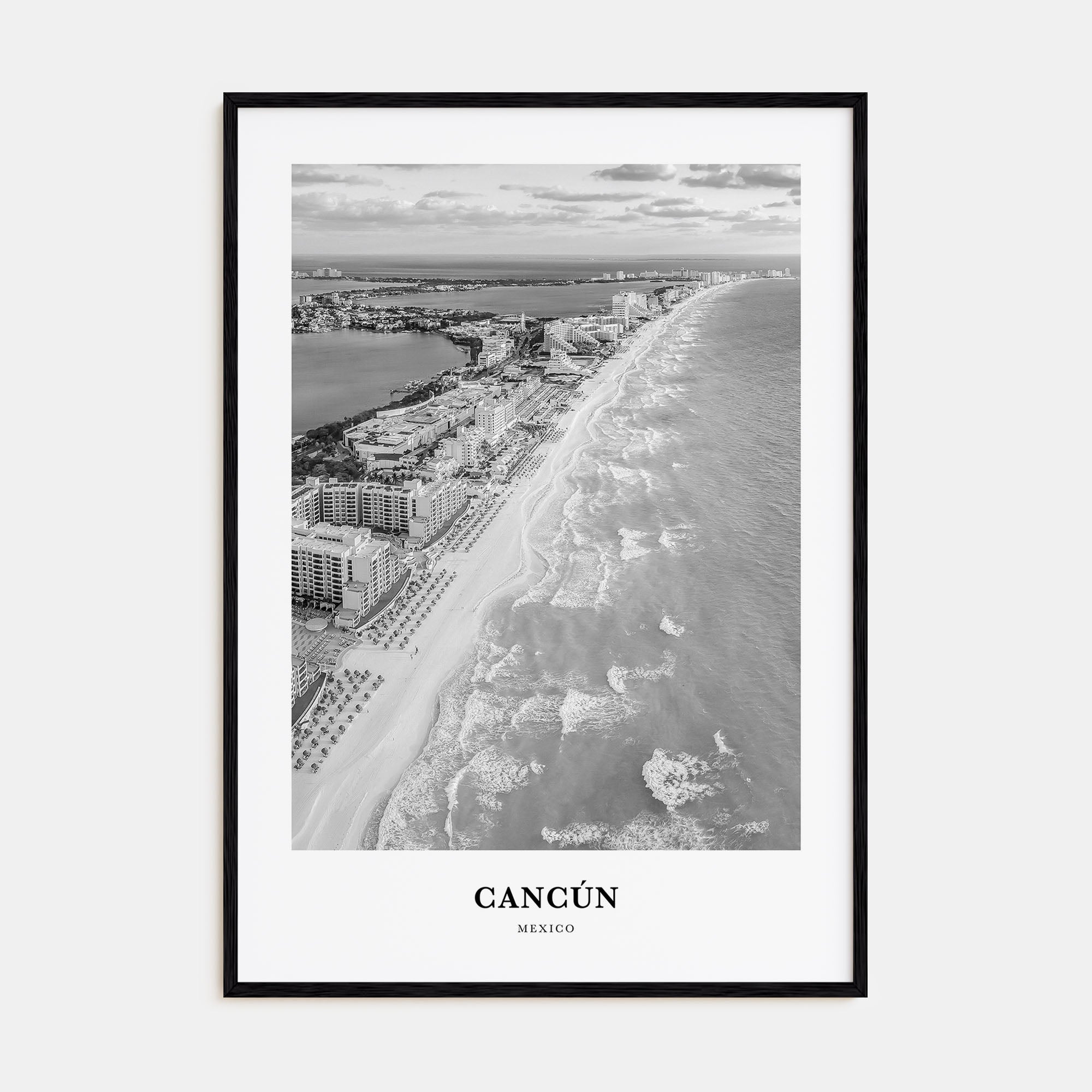 Cancún Portrait B&W Poster