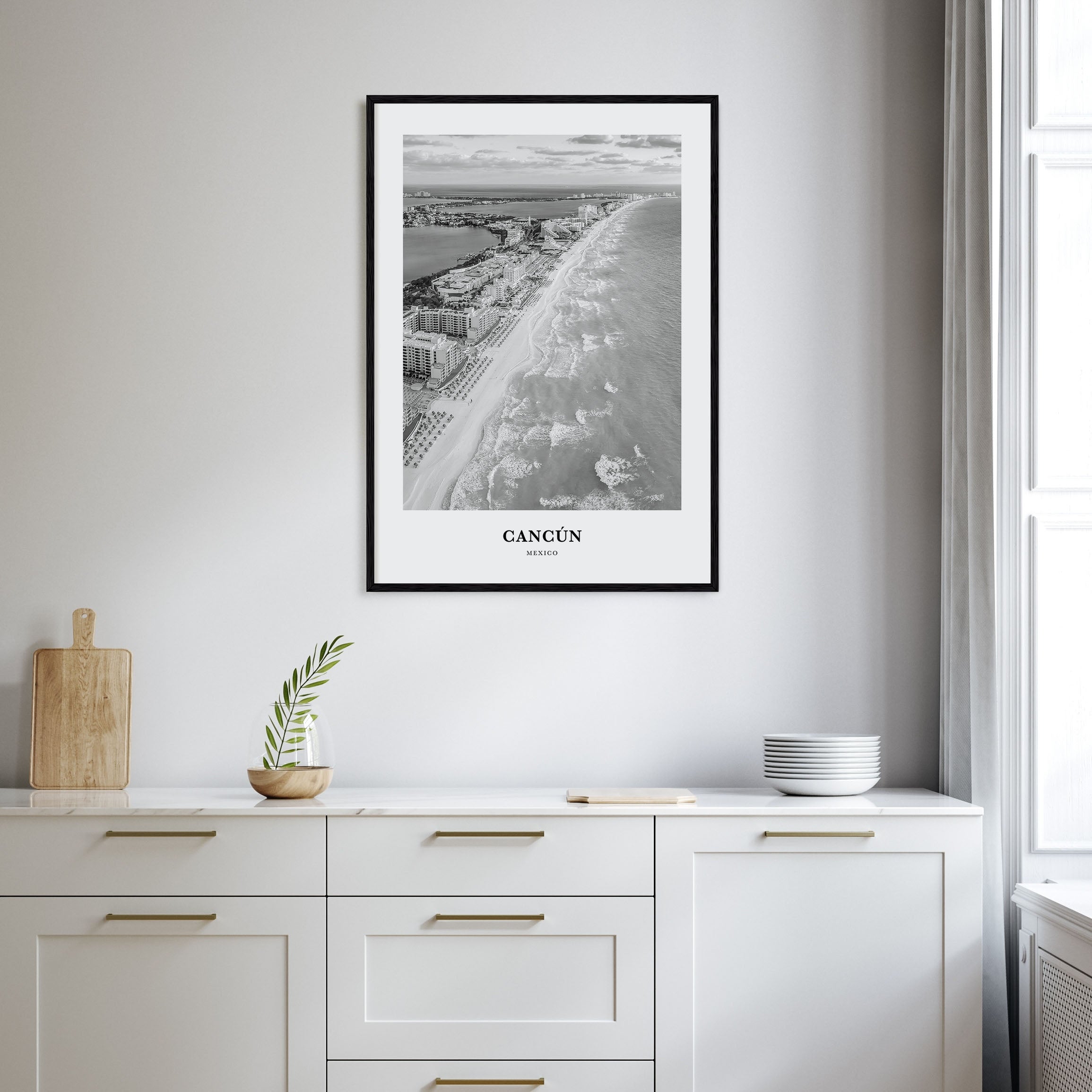 Cancún Portrait B&W Poster