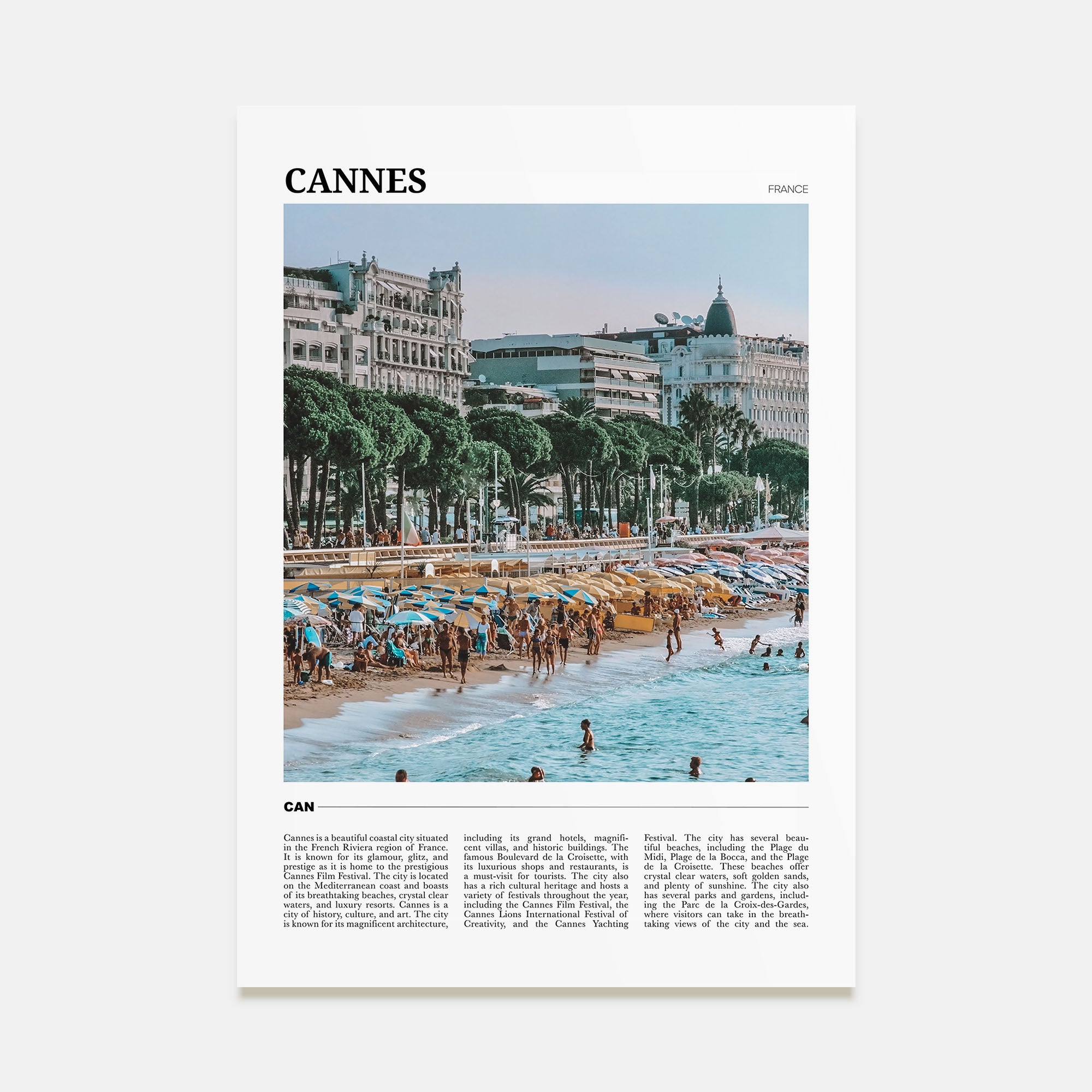 Cannes Travel Color Poster