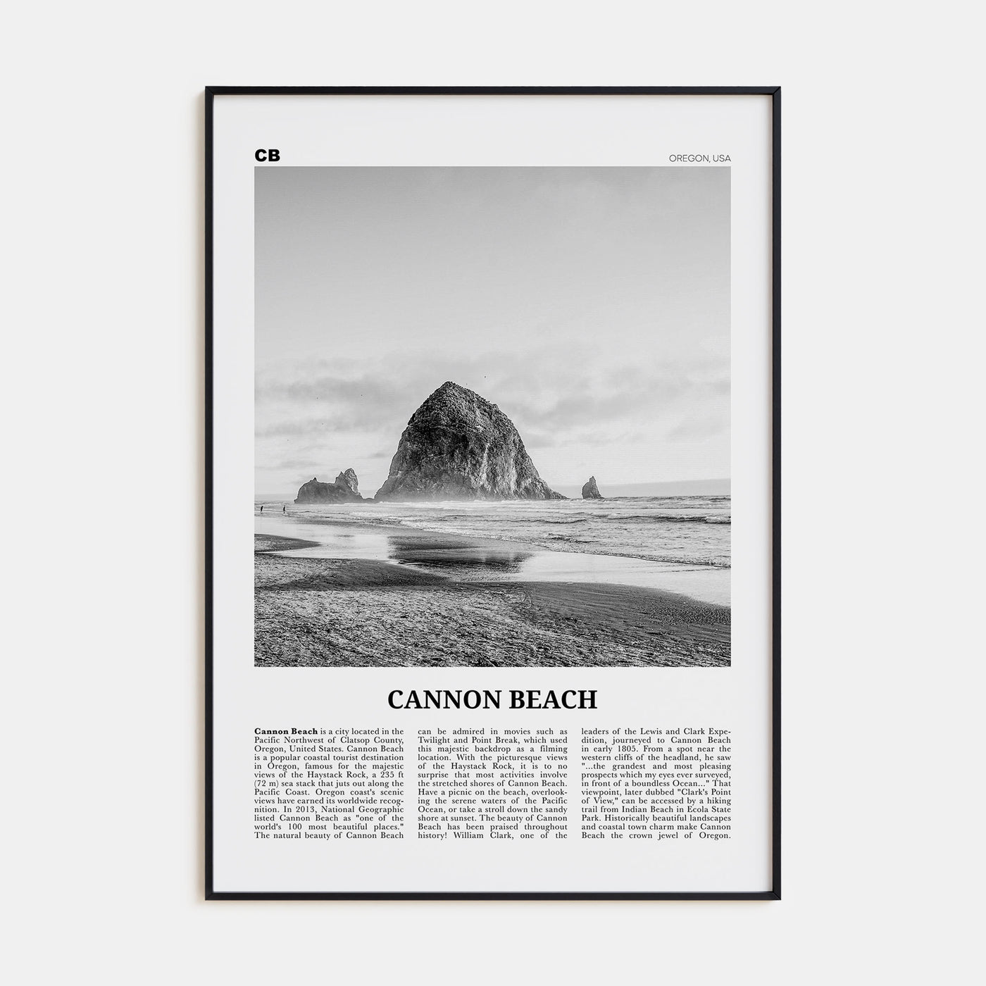 Cannon Beach Travel B&W Poster