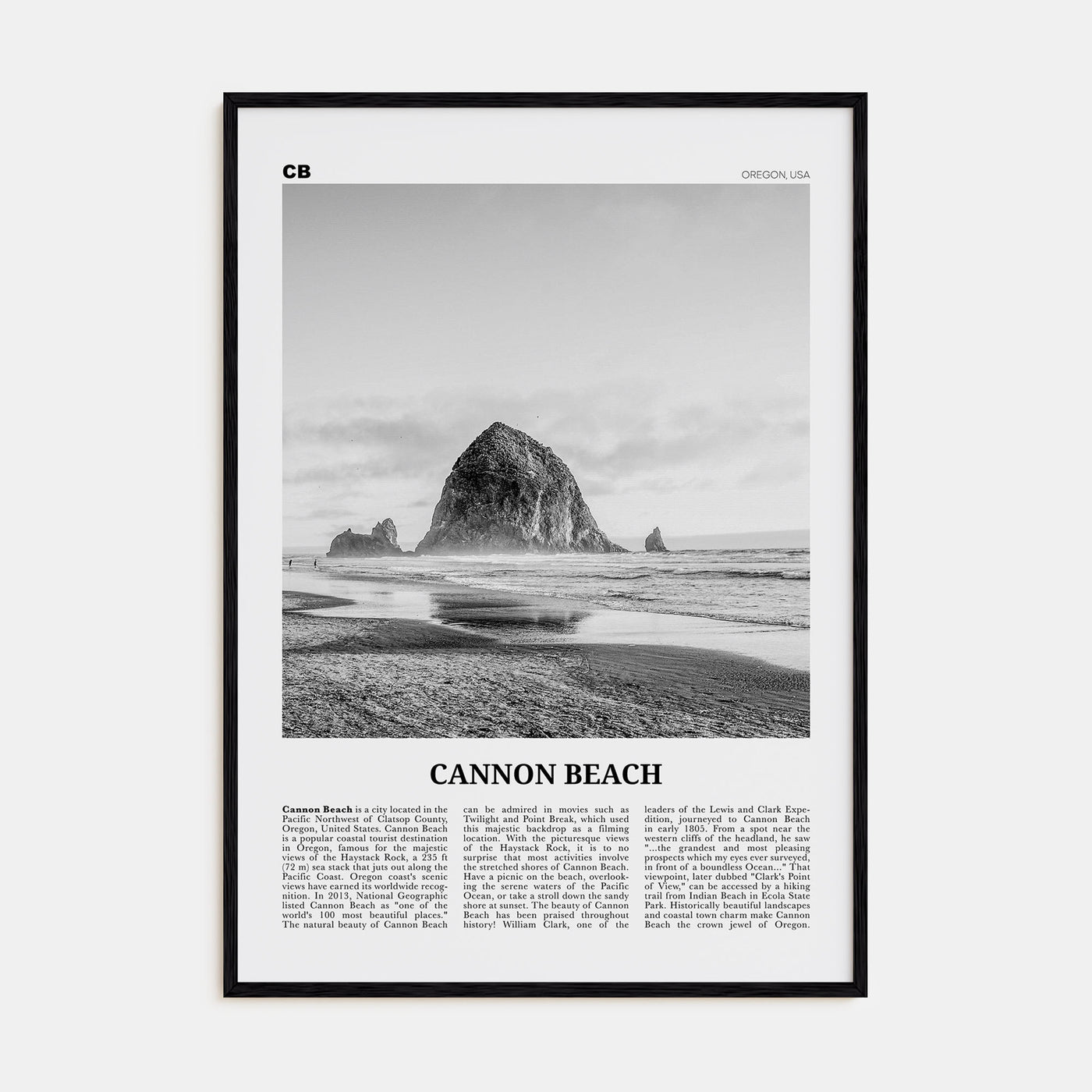 Cannon Beach Travel B&W Poster