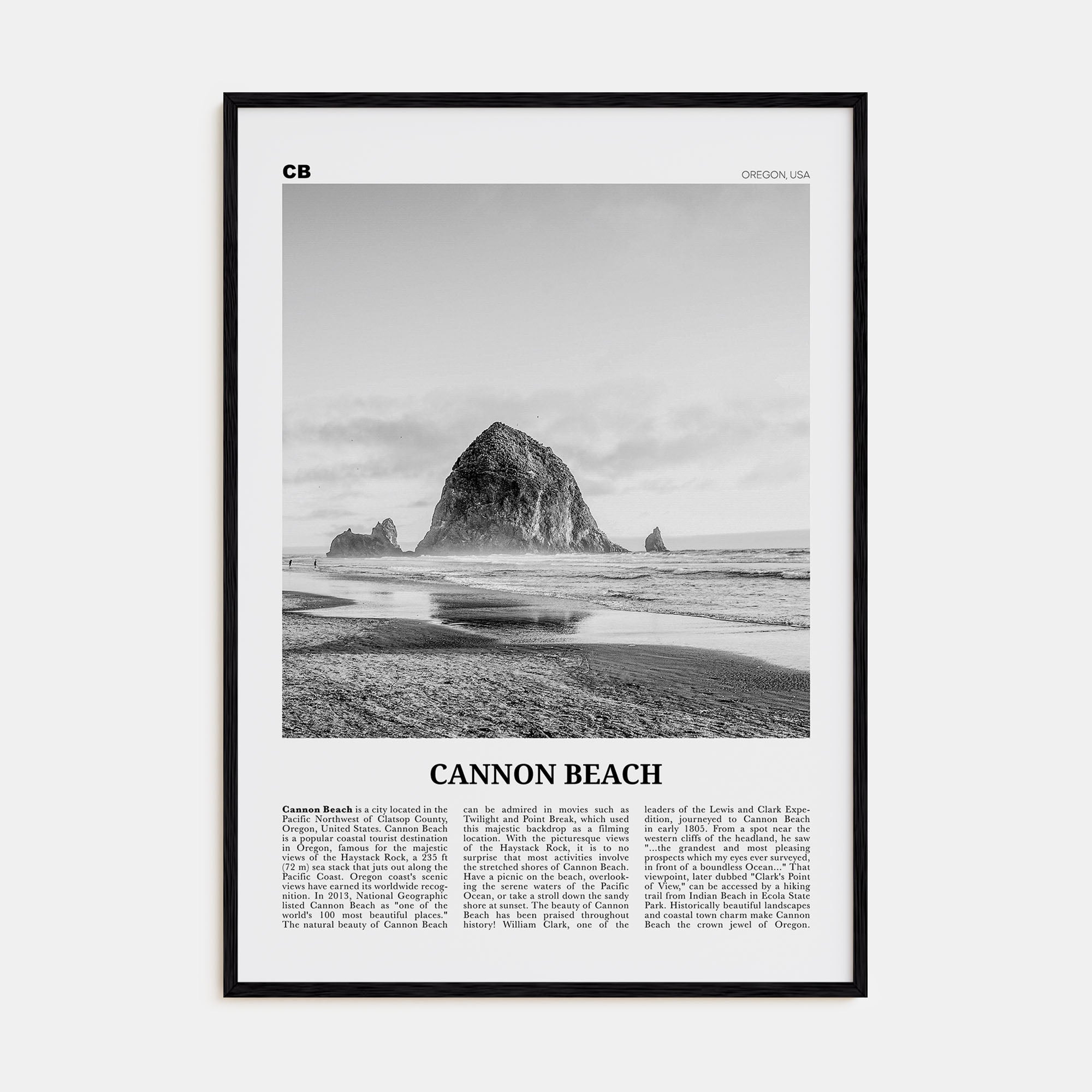 Cannon Beach Travel B&W Poster