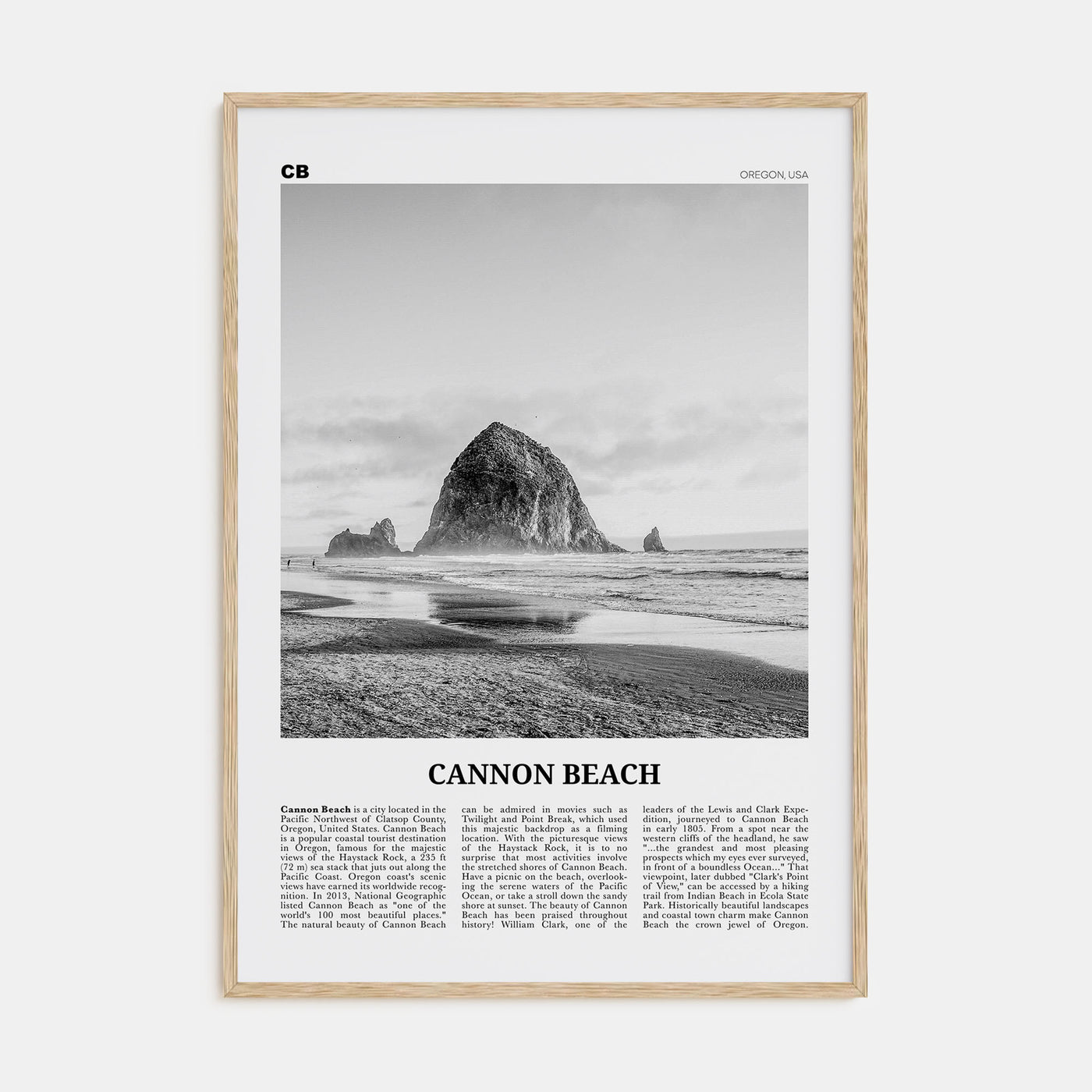 Cannon Beach Travel B&W Poster