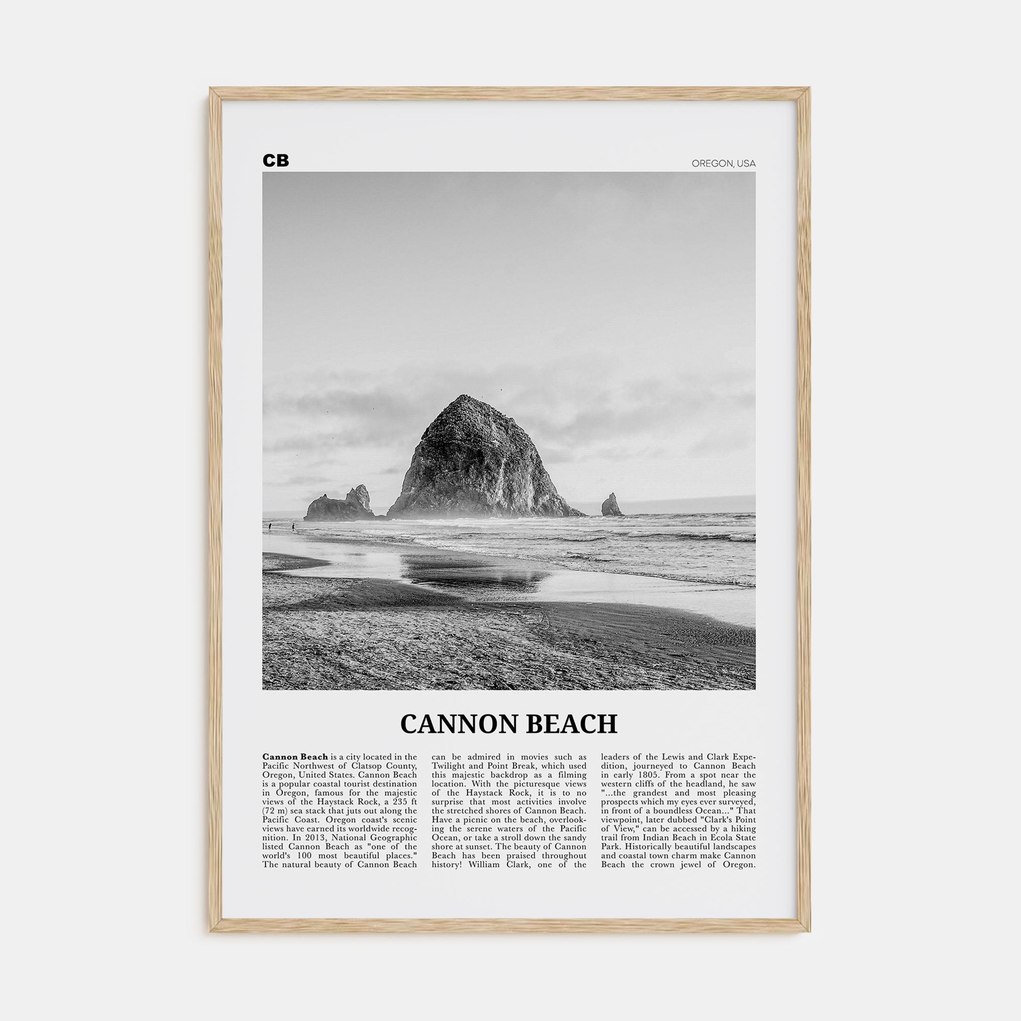 Cannon Beach Travel B&W Poster