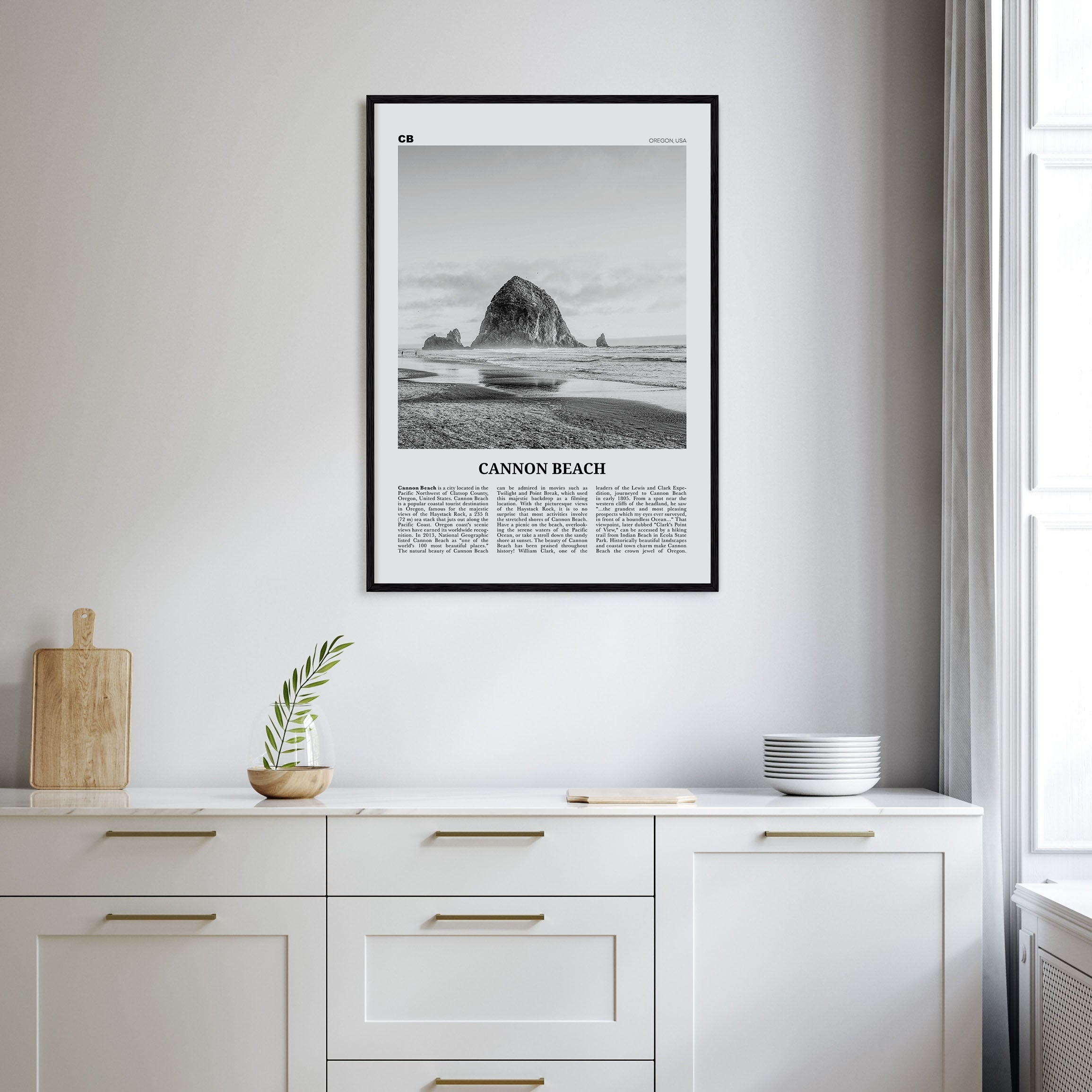 Cannon Beach Travel B&W Poster