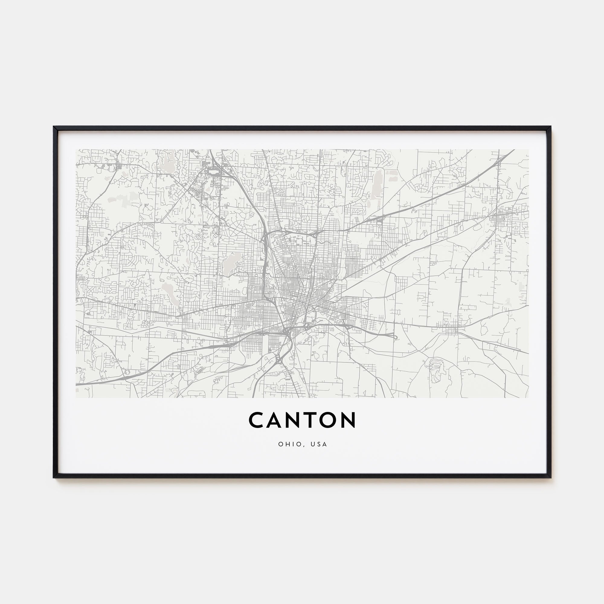 Canton Map Landscape Poster