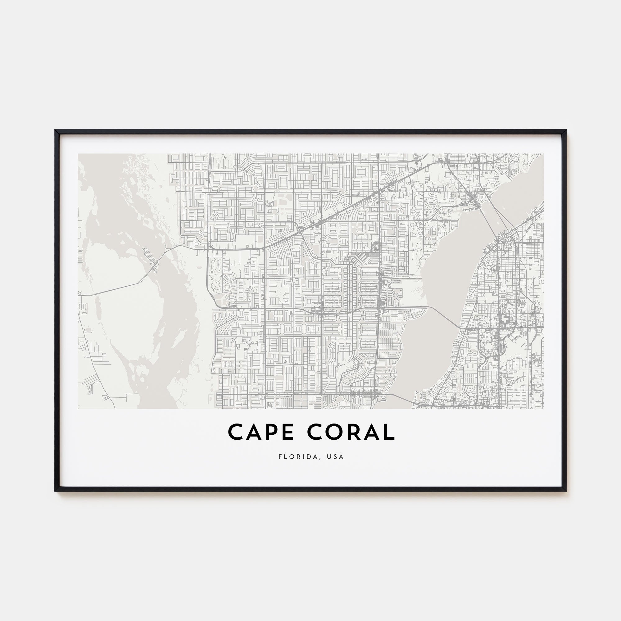 Cape Coral Map Landscape Poster