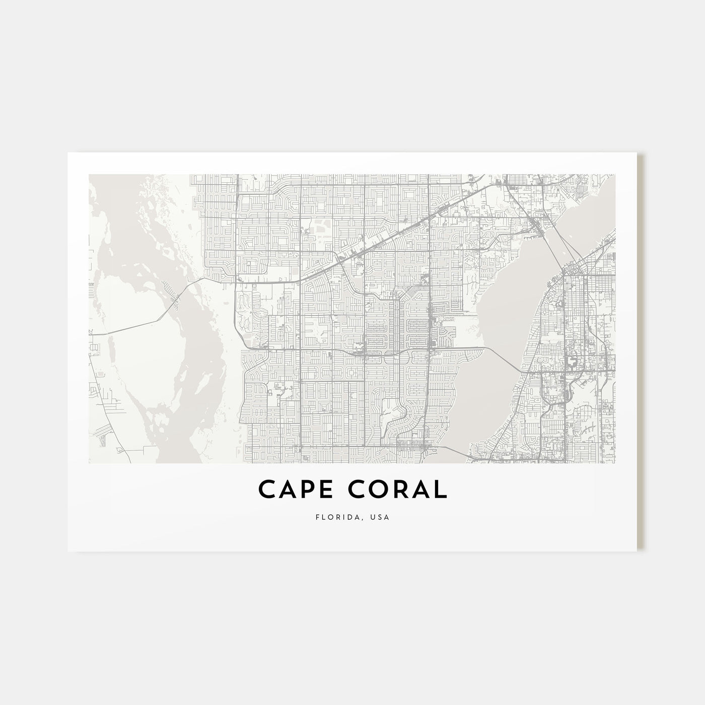 Cape Coral Map Landscape Poster