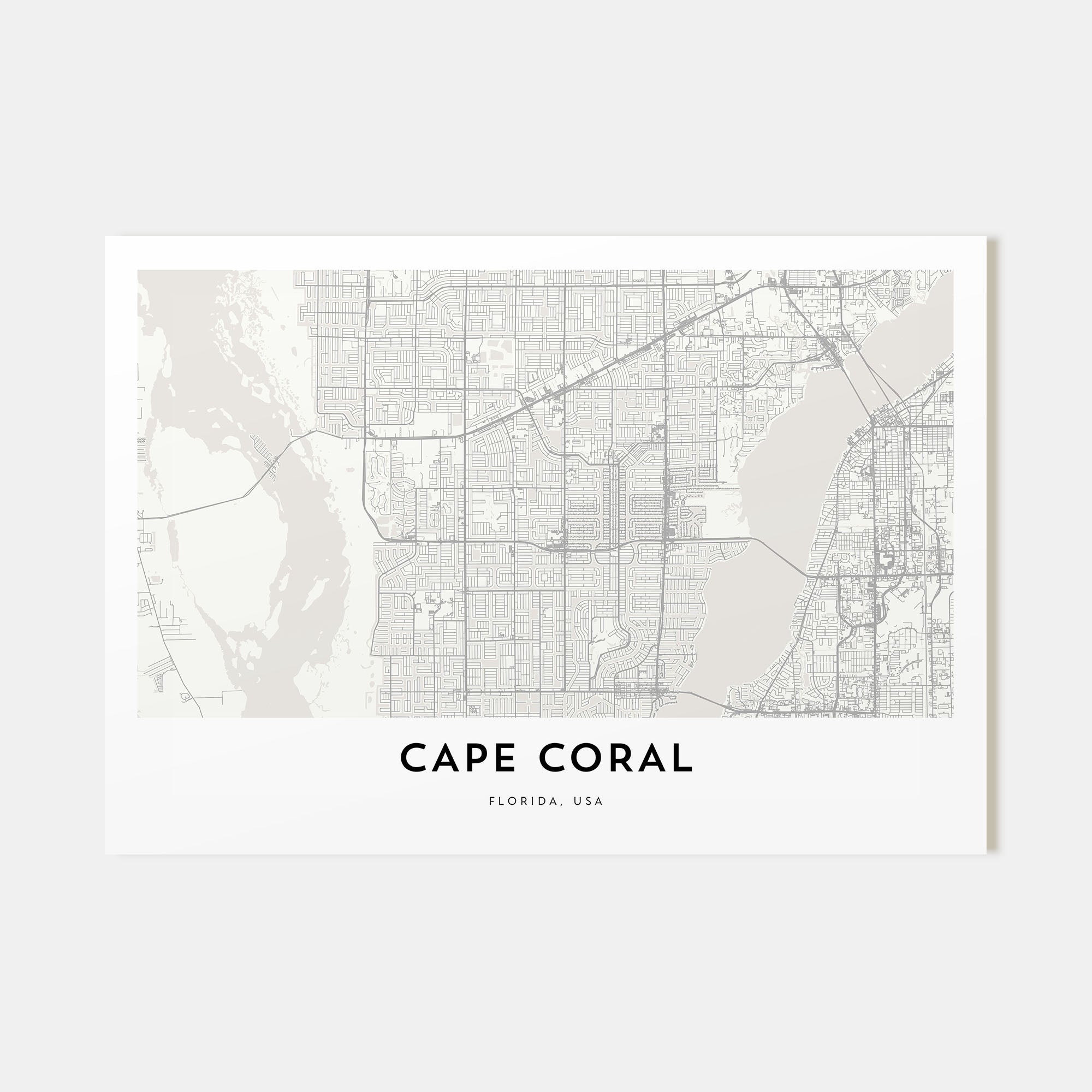 Cape Coral Map Landscape Poster
