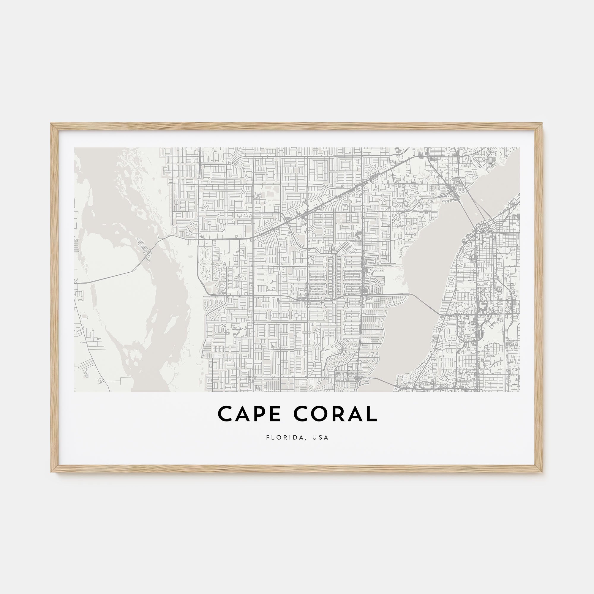 Cape Coral Map Landscape Poster