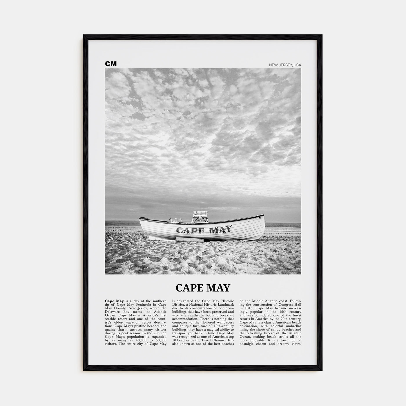 Cape May Travel B&W Poster