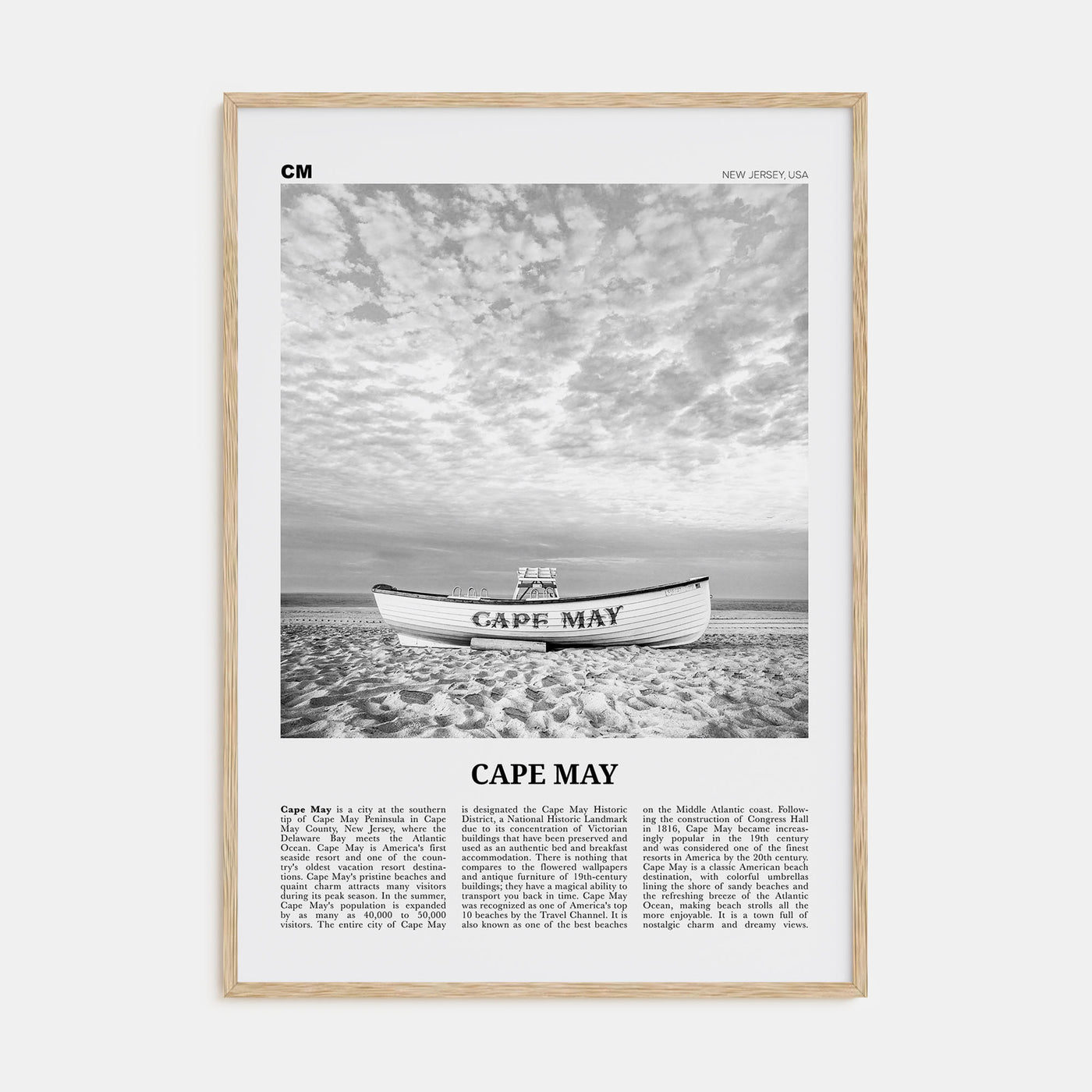 Cape May Travel B&W Poster