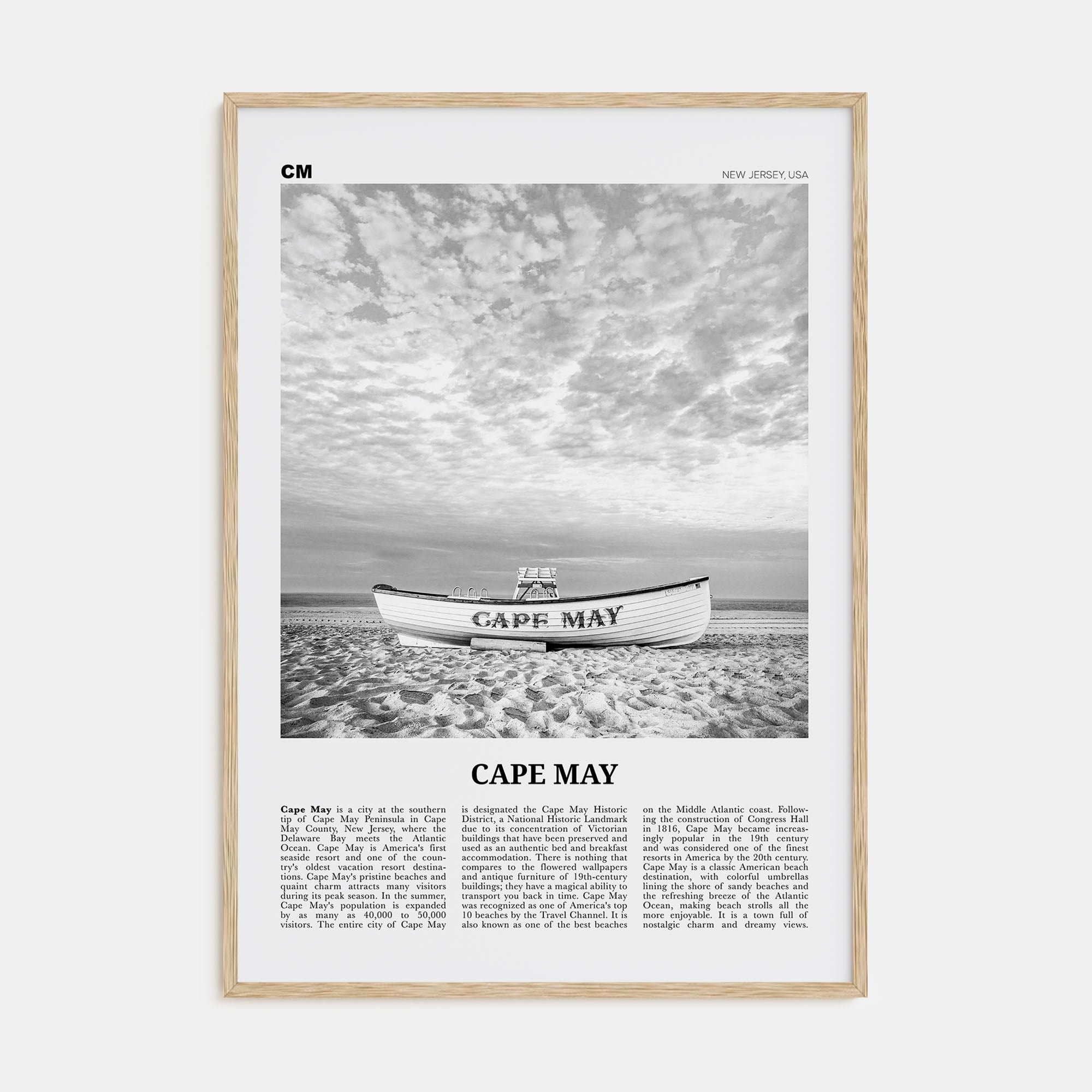 Cape May Travel B&W Poster