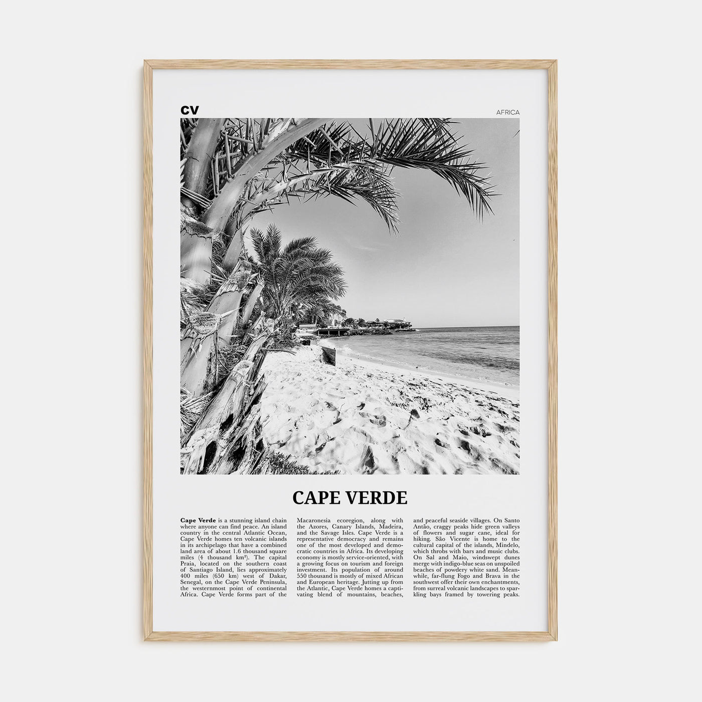 Cape Verde Travel B&W No 1 Poster