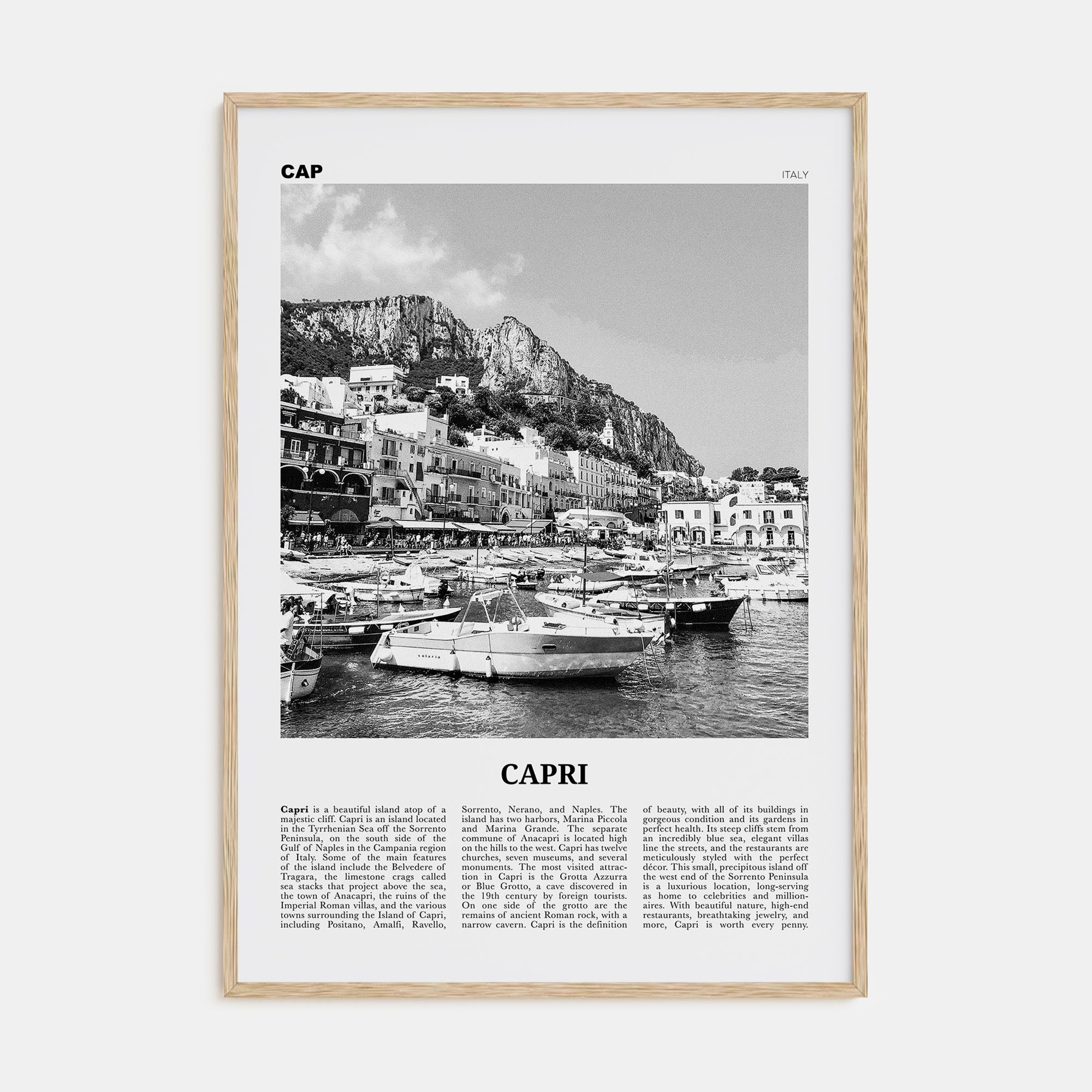 Capri Travel B&W Poster