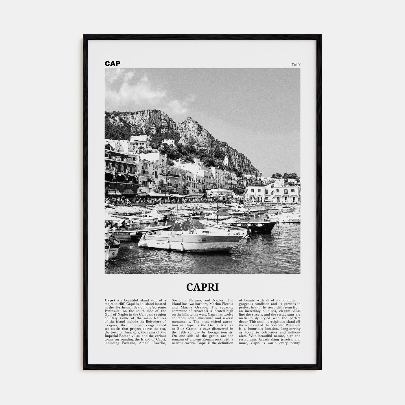 Capri Travel B&W Poster