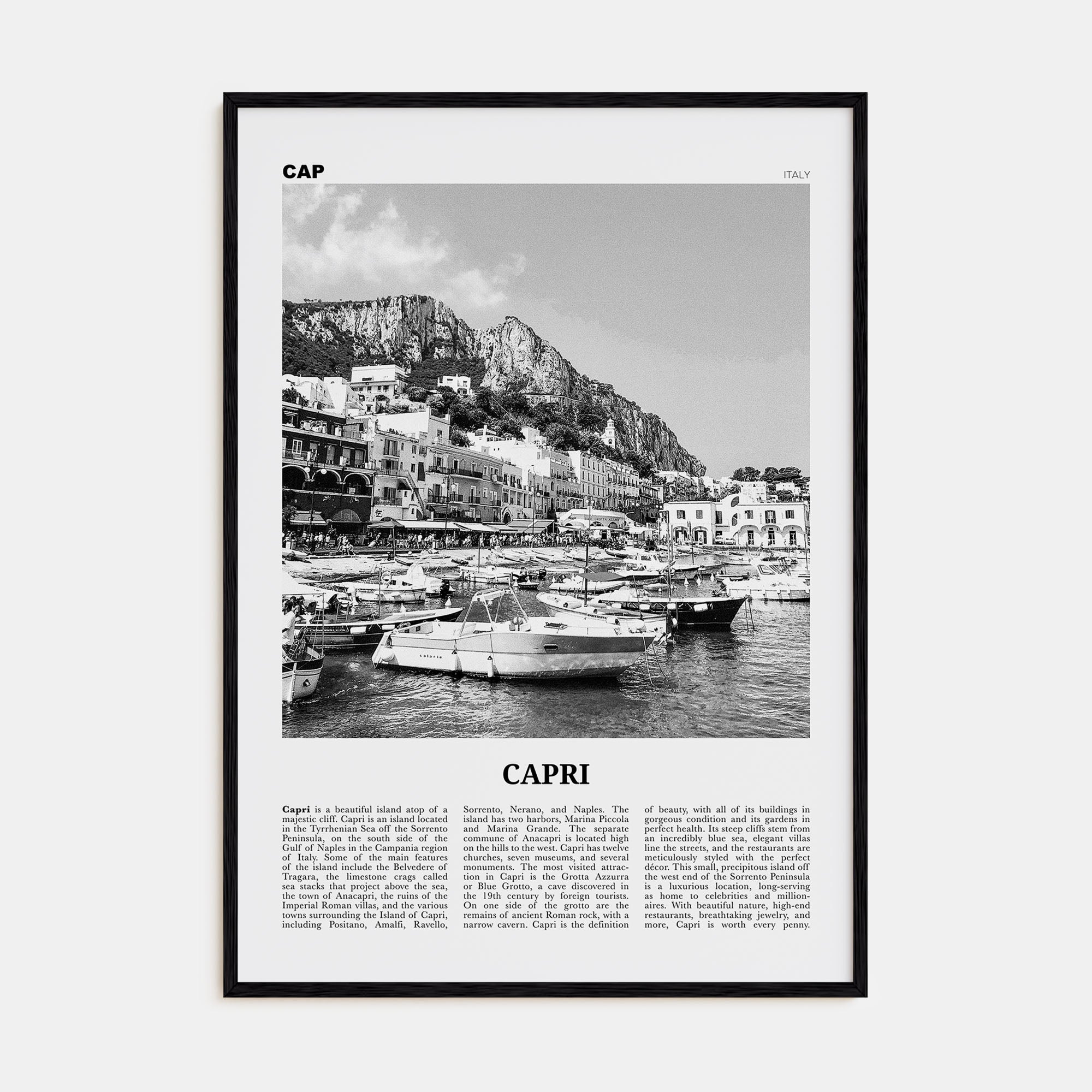 Capri Travel B&W Poster