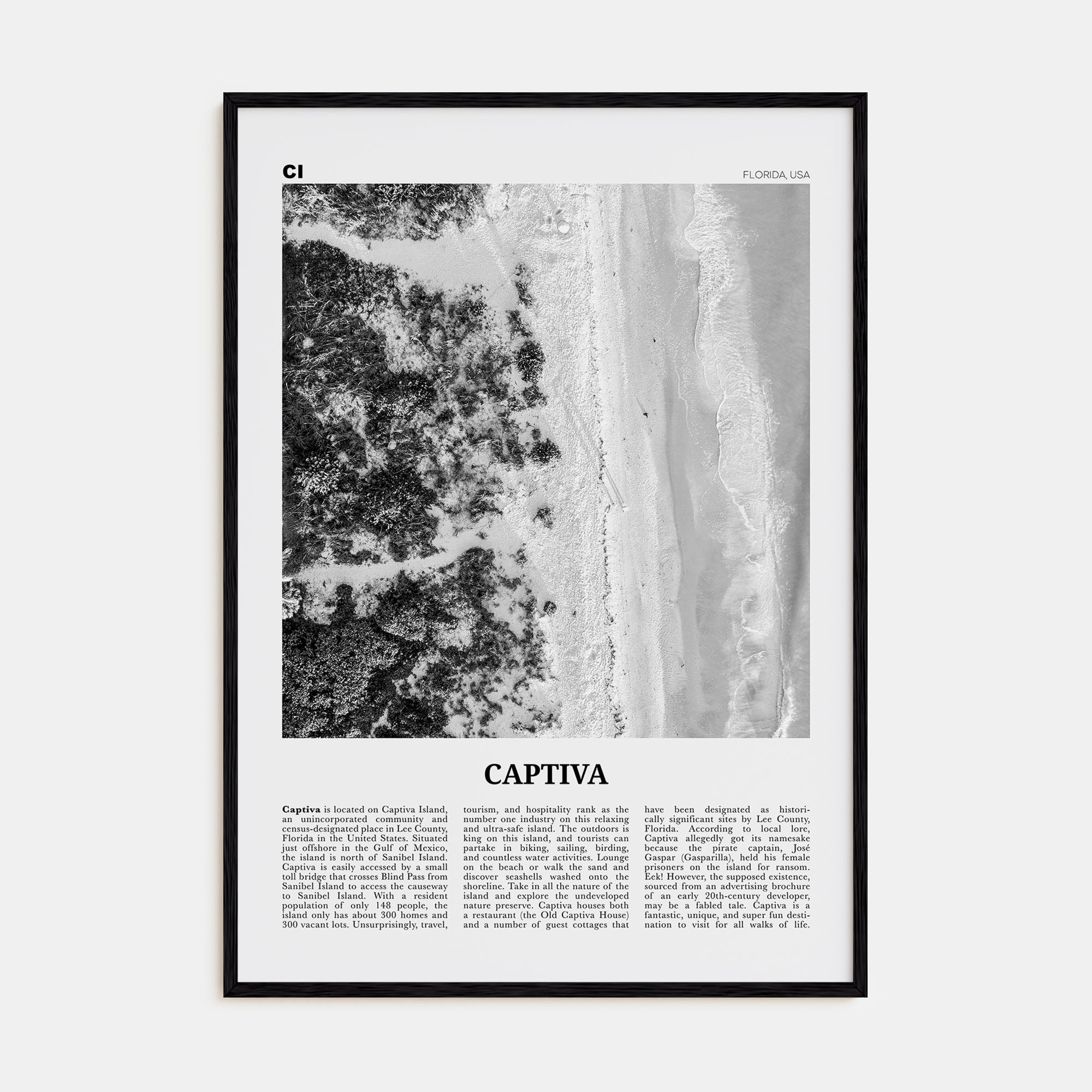 Captiva Travel B&W No 1 Poster