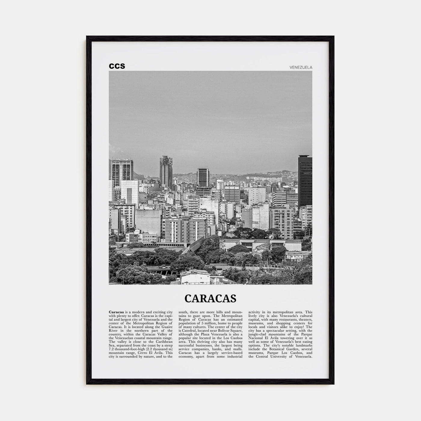 Caracas Travel B&W No 1 Poster