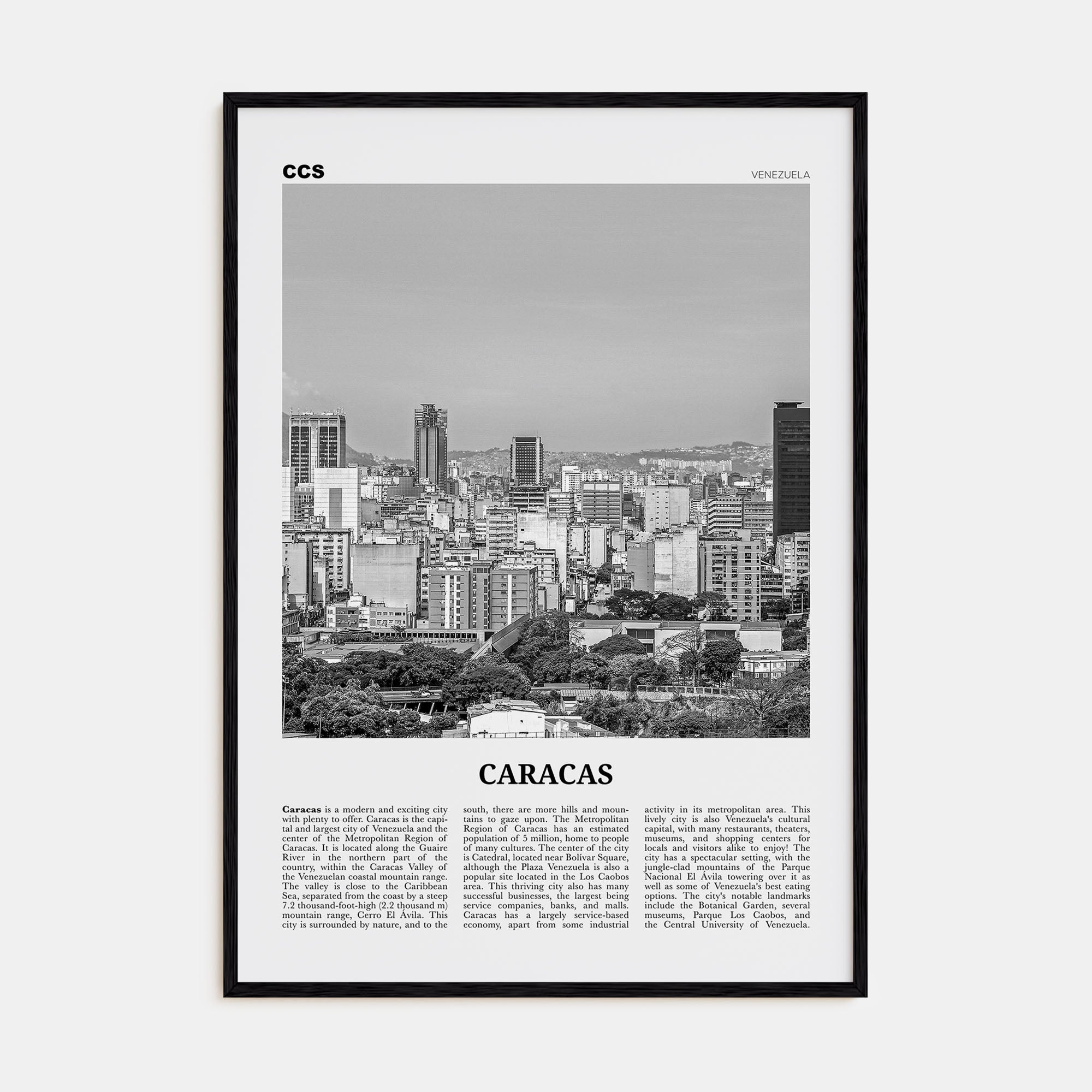 Caracas Travel B&W No 1 Poster