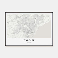 Cardiff Map Landscape Poster