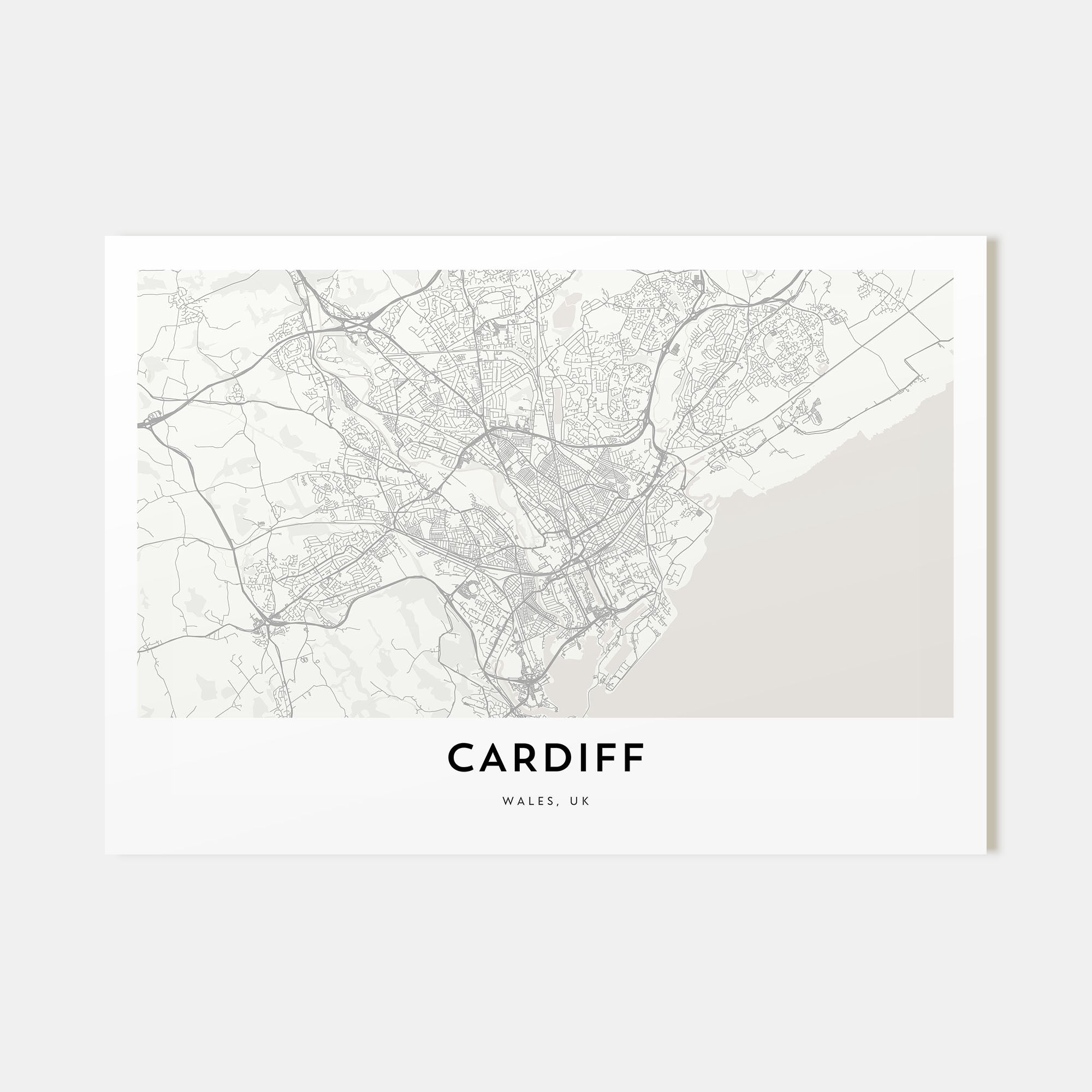 Cardiff Map Landscape Poster