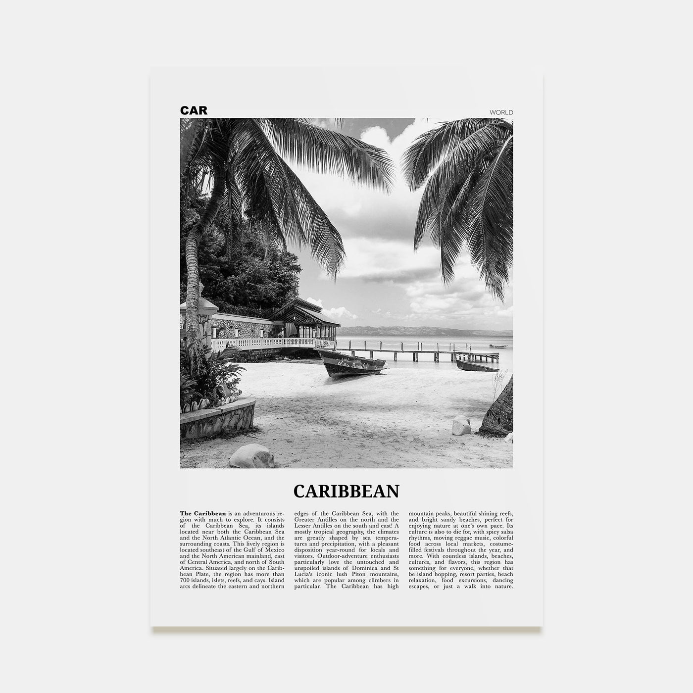 Caribbean Travel B&W No 1 Poster