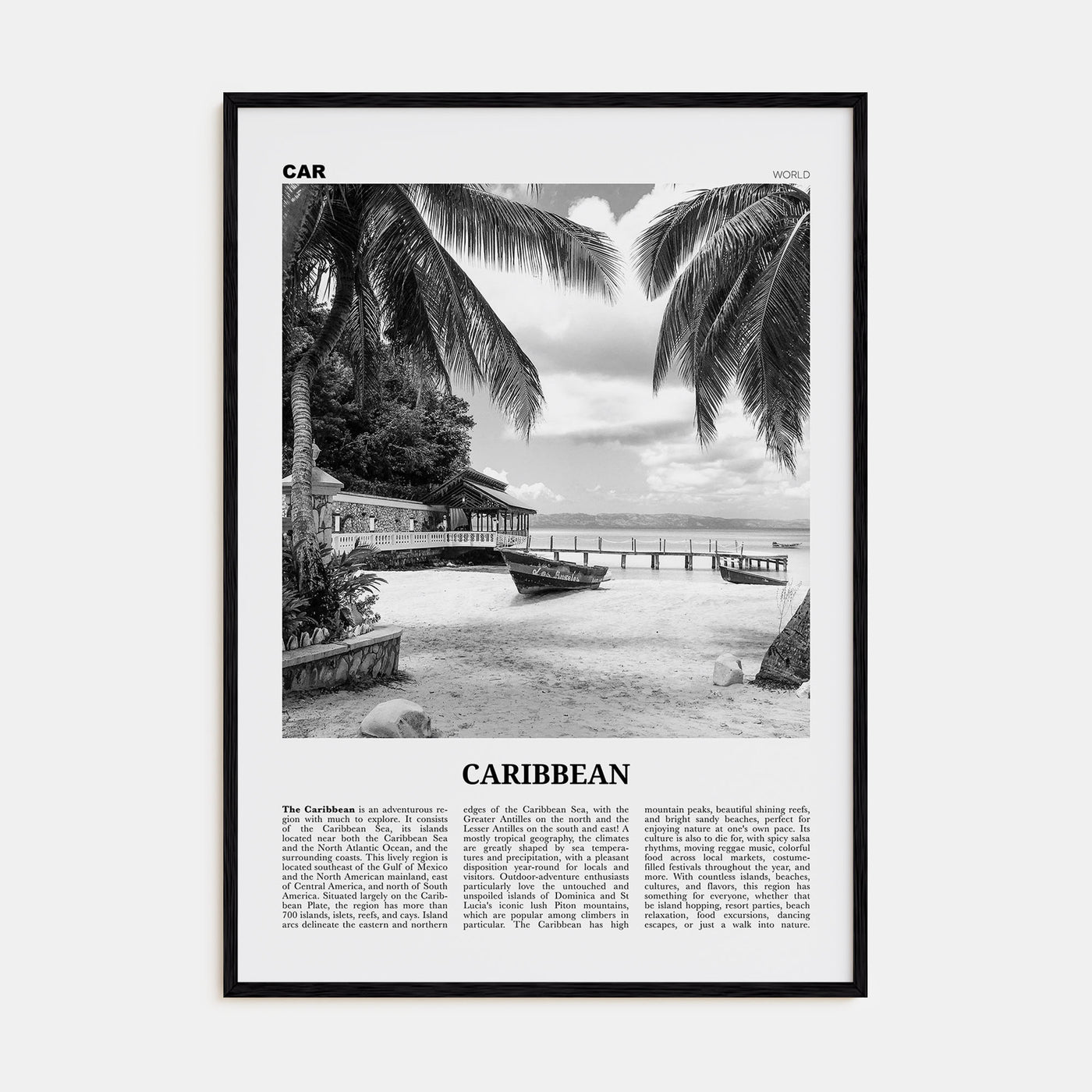Caribbean Travel B&W No 1 Poster