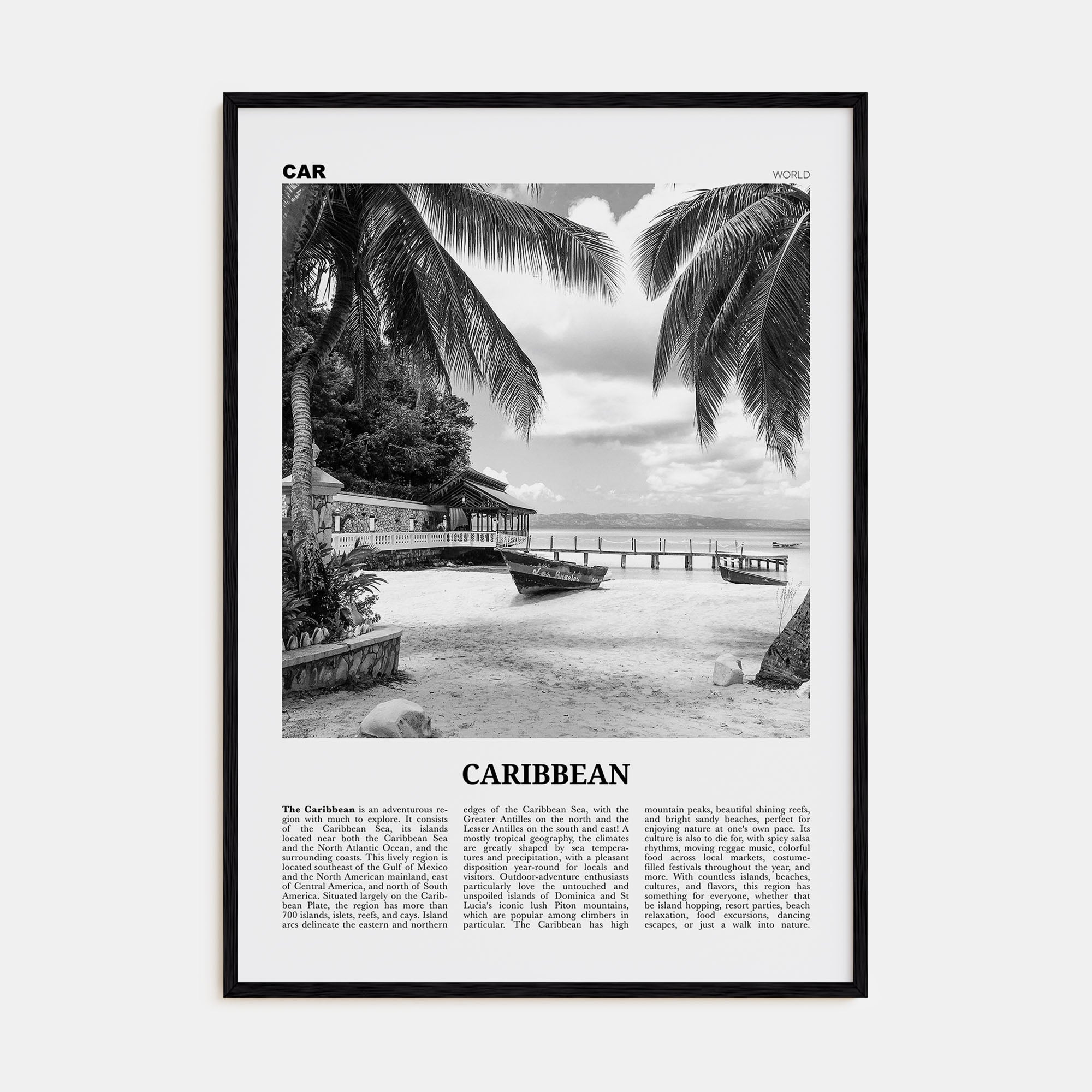 Caribbean Travel B&W No 1 Poster