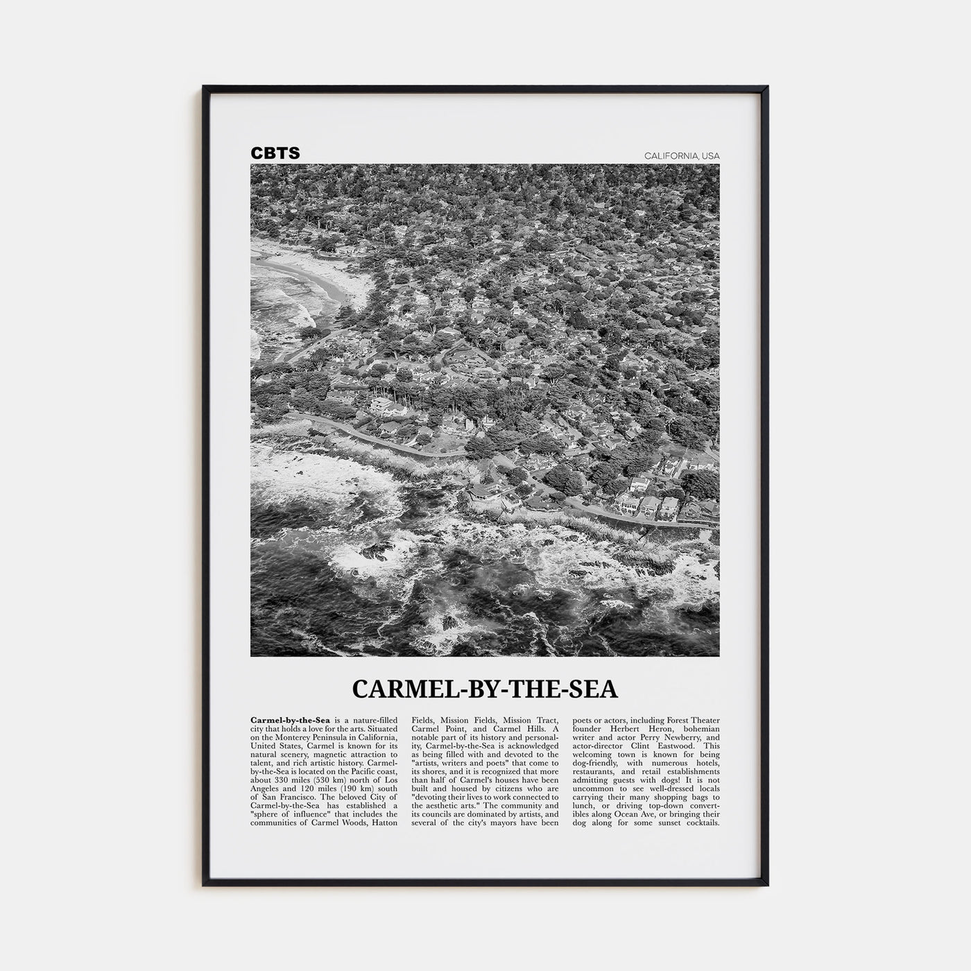 Carmel-by-the-Sea Travel B&W Poster