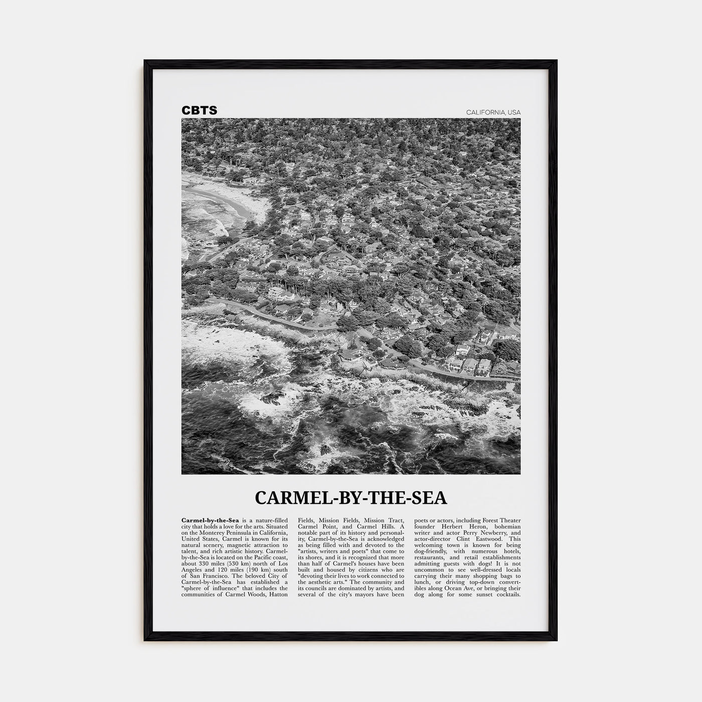 Carmel-by-the-Sea Travel B&W Poster