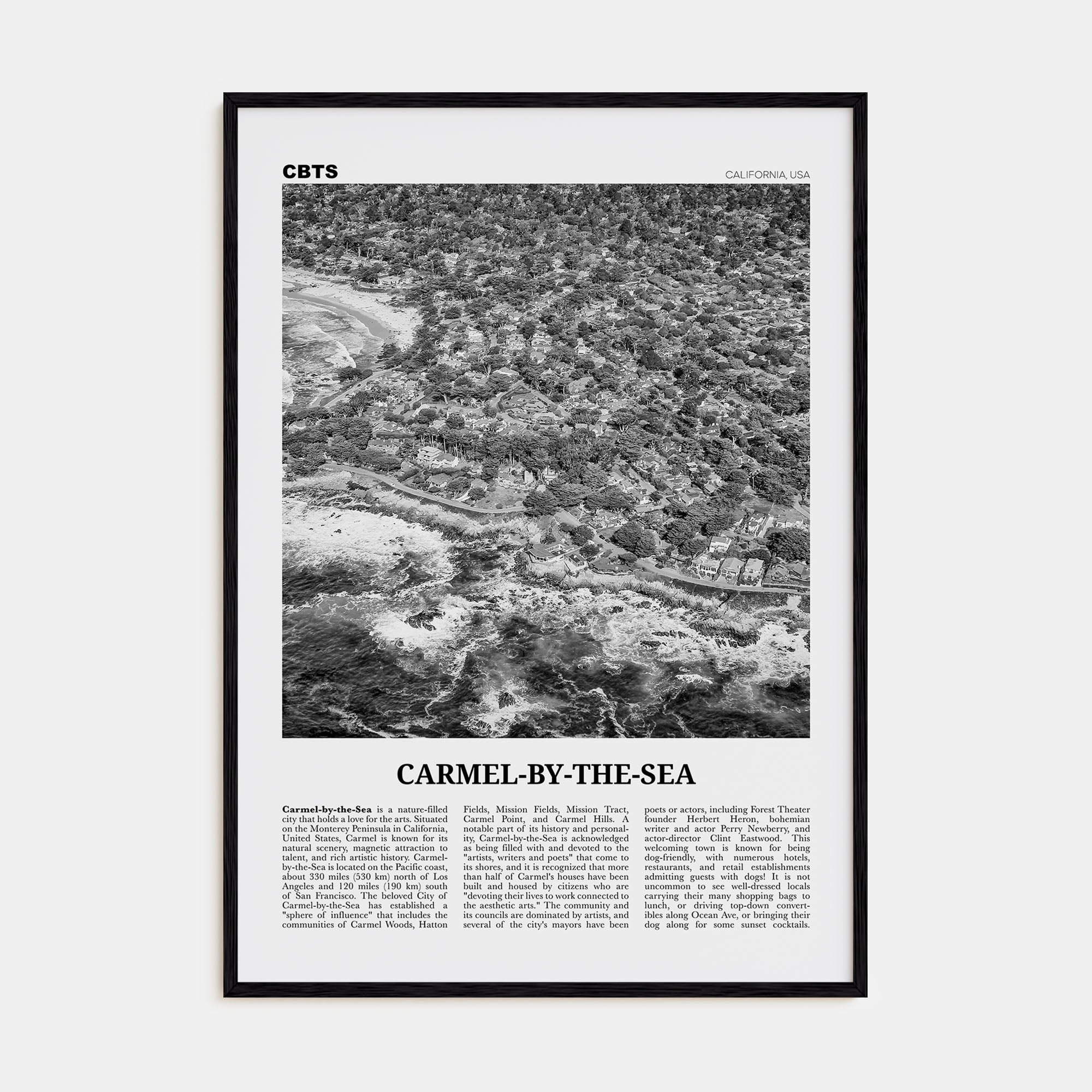 Carmel-by-the-Sea Travel B&W Poster