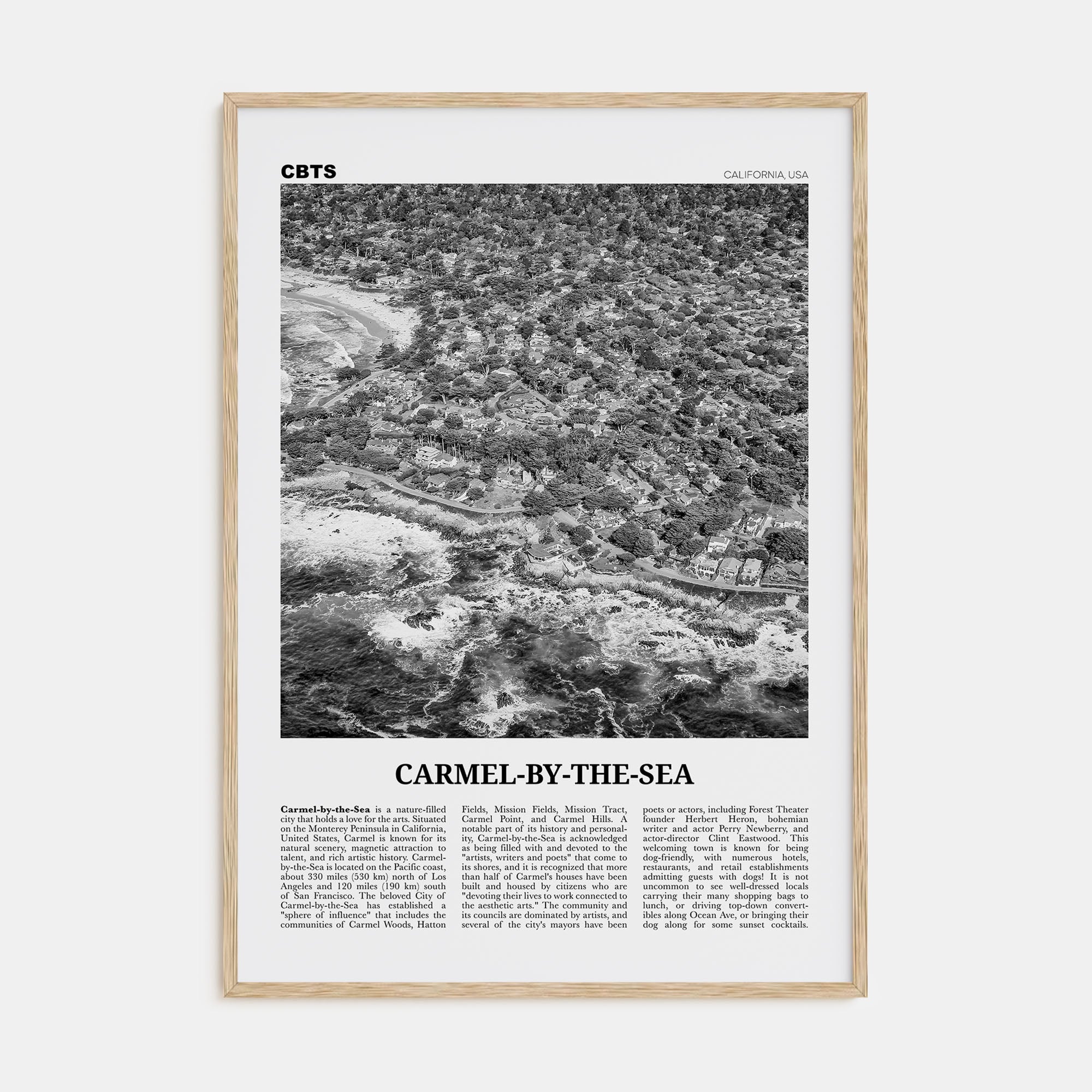 Carmel-by-the-Sea Travel B&W Poster