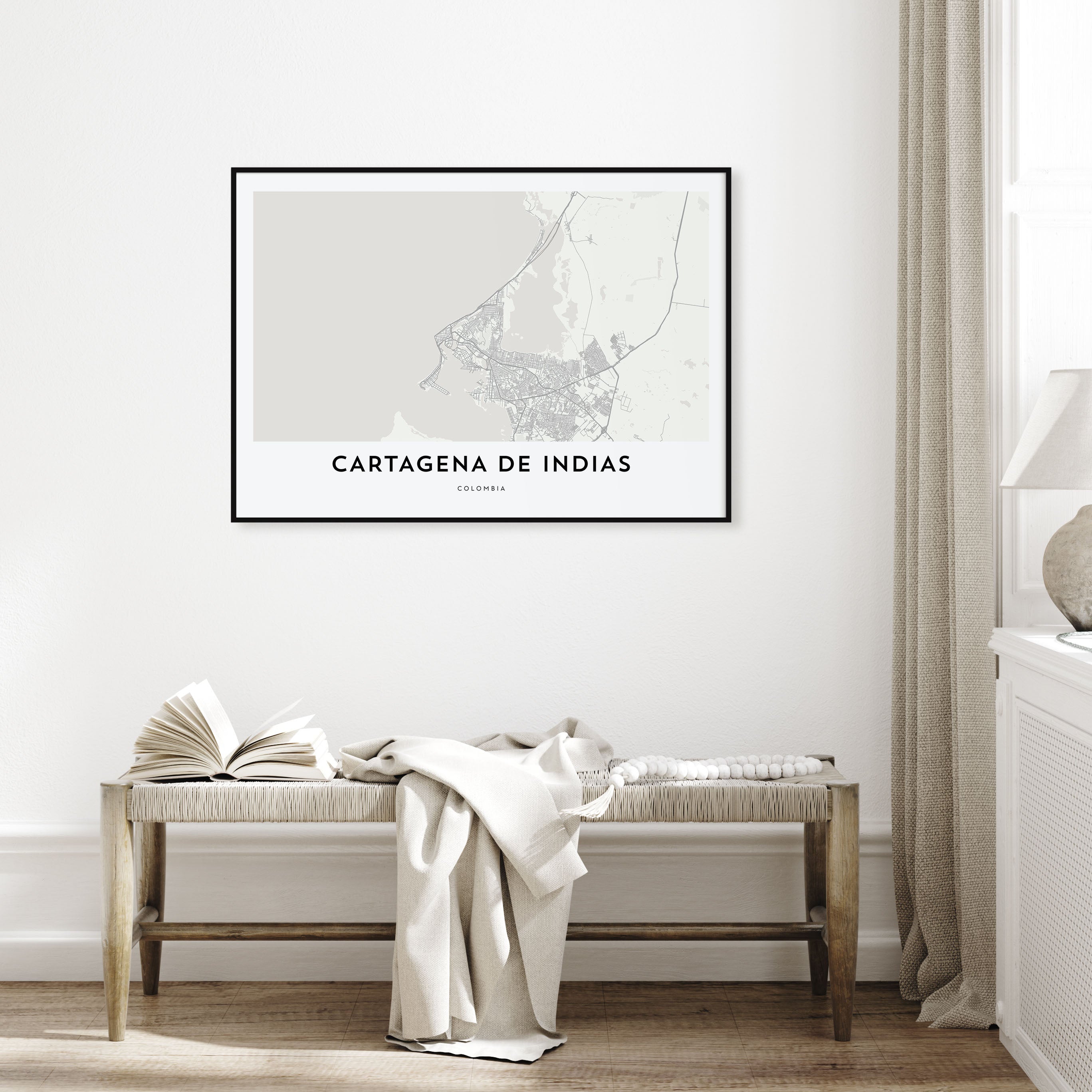 Cartagena de Indias Map Landscape Poster