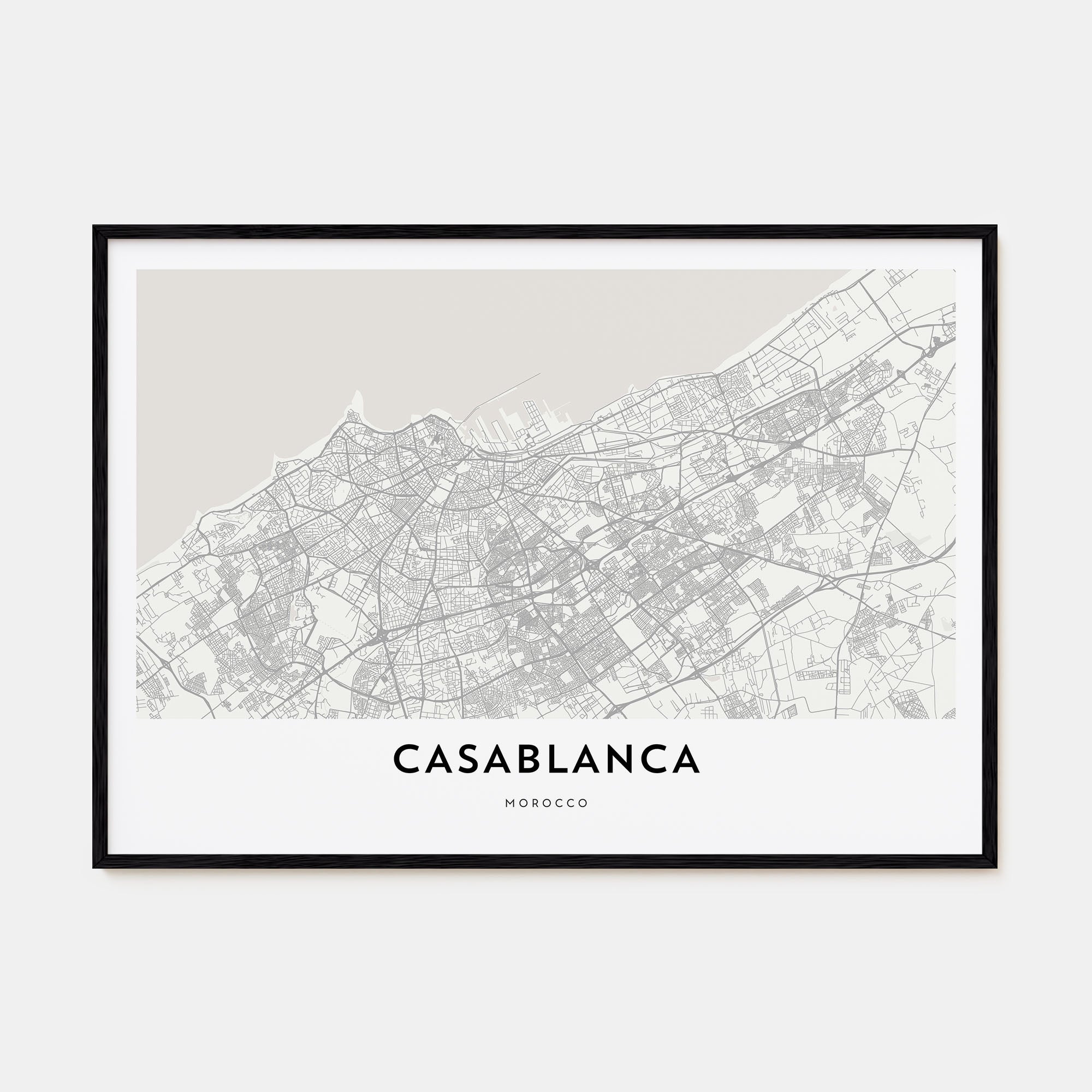 Casablanca Map Landscape Poster
