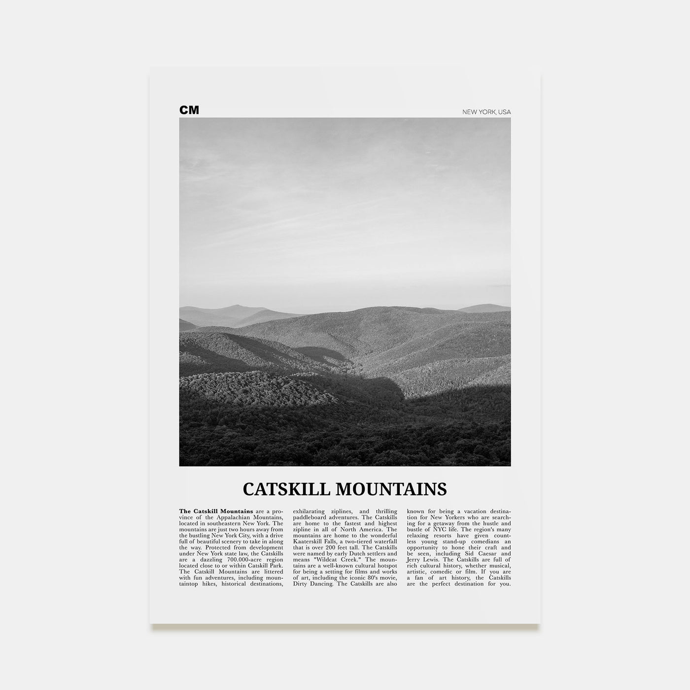 Catskill Mountains Travel B&W No 1 Poster