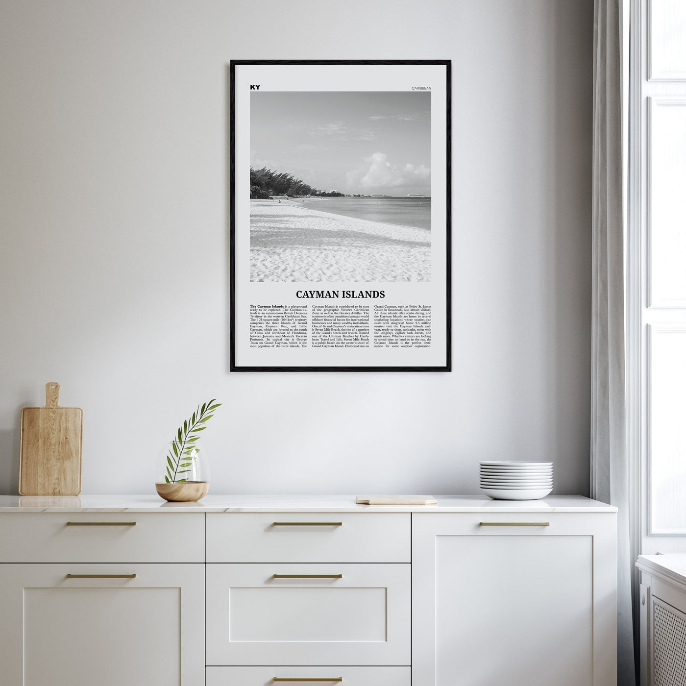 Cayman Islands Travel B&W Poster