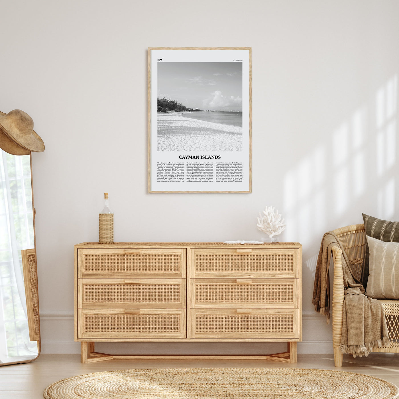 Cayman Islands Travel B&W Poster