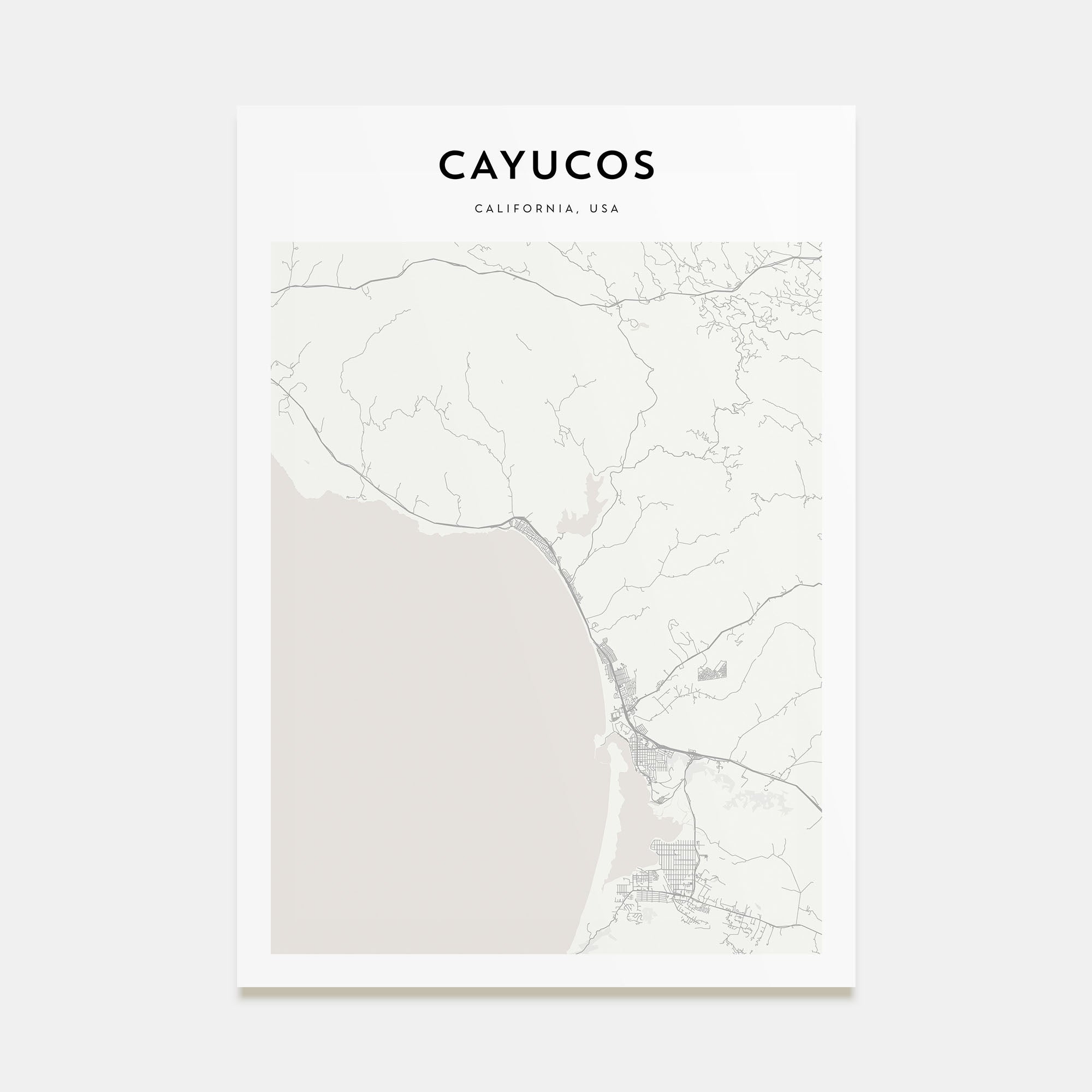Cayucos Map Portrait Poster