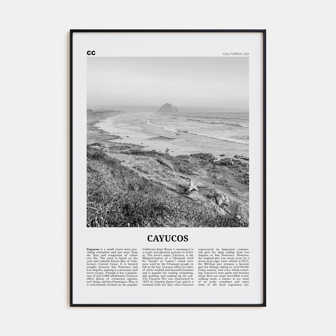 Cayucos Travel B&W Poster
