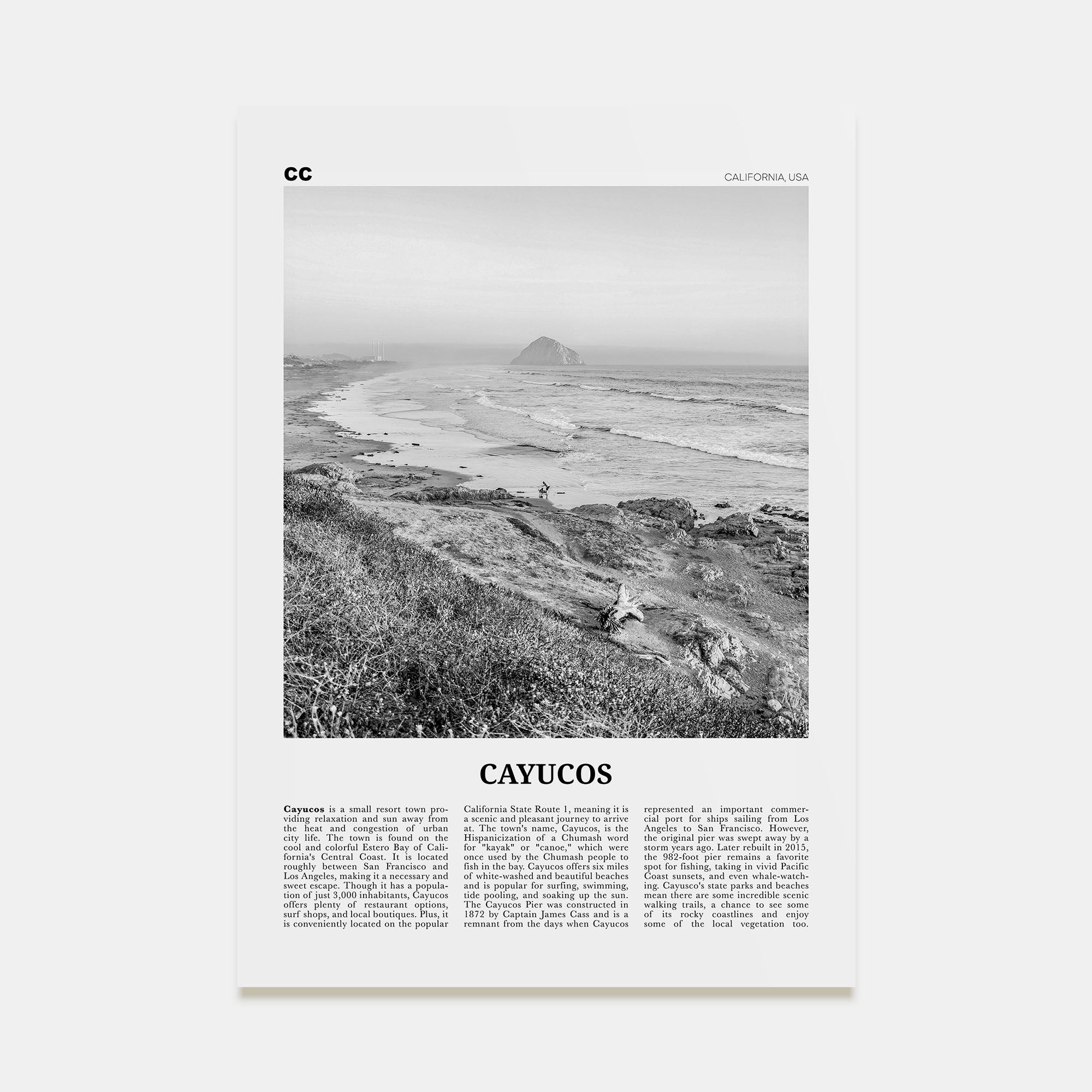Cayucos Travel B&W Poster