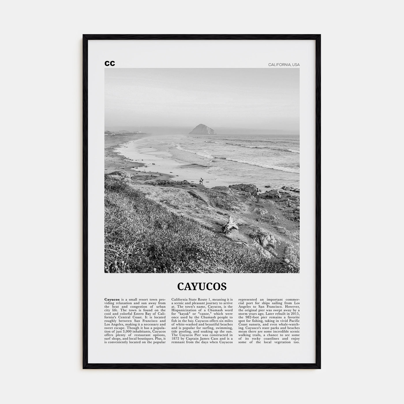 Cayucos Travel B&W Poster