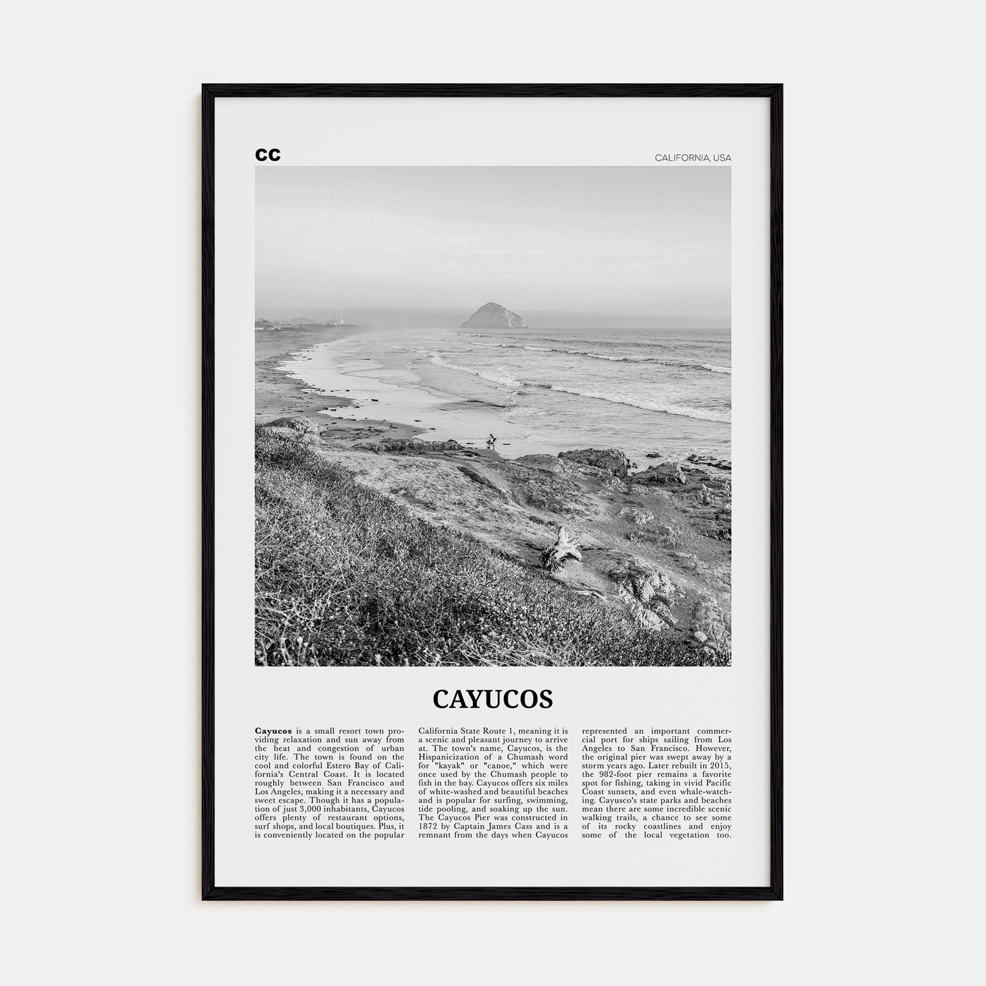 Cayucos Travel B&W Poster