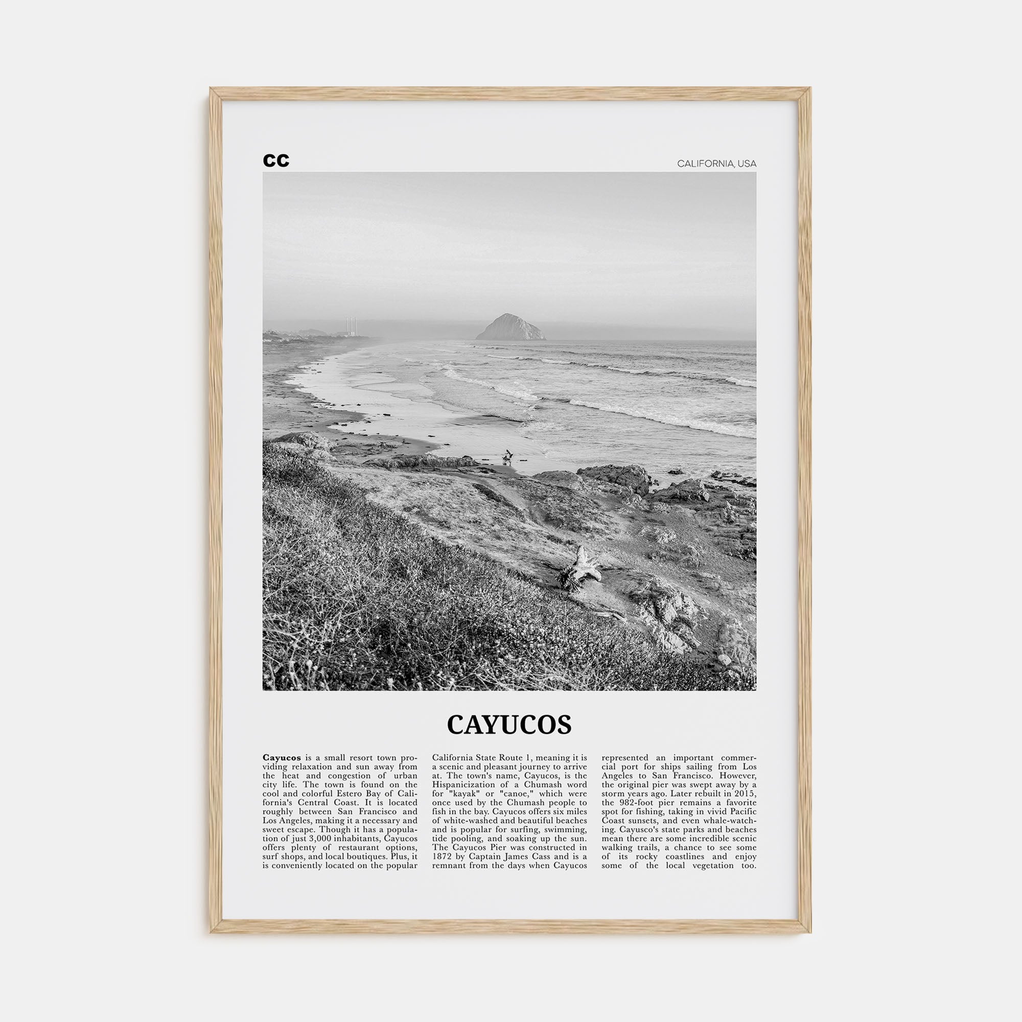 Cayucos Travel B&W Poster