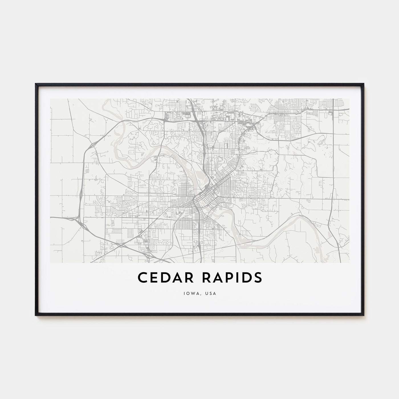 Cedar Rapids Map Landscape Poster
