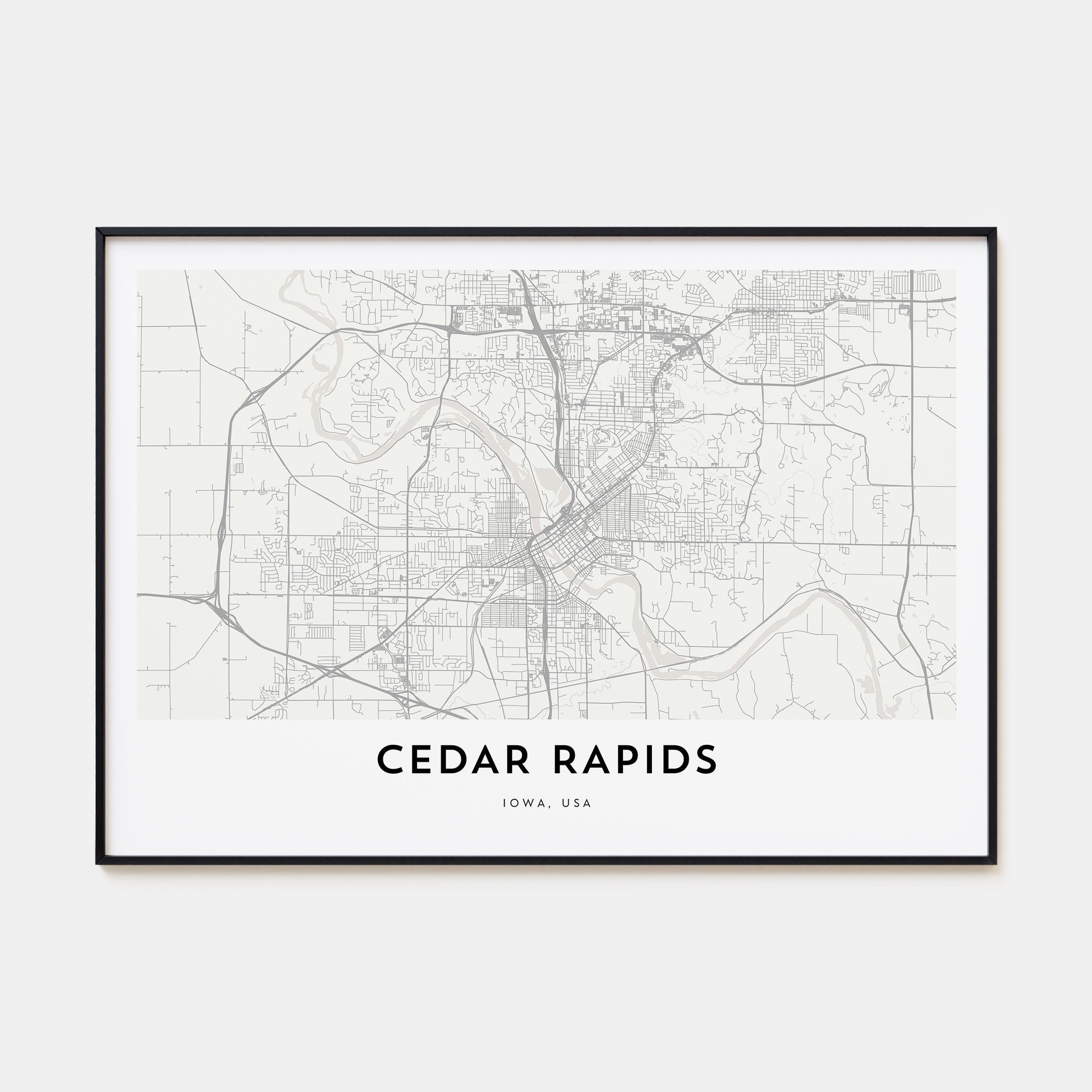 Cedar Rapids Map Landscape Poster