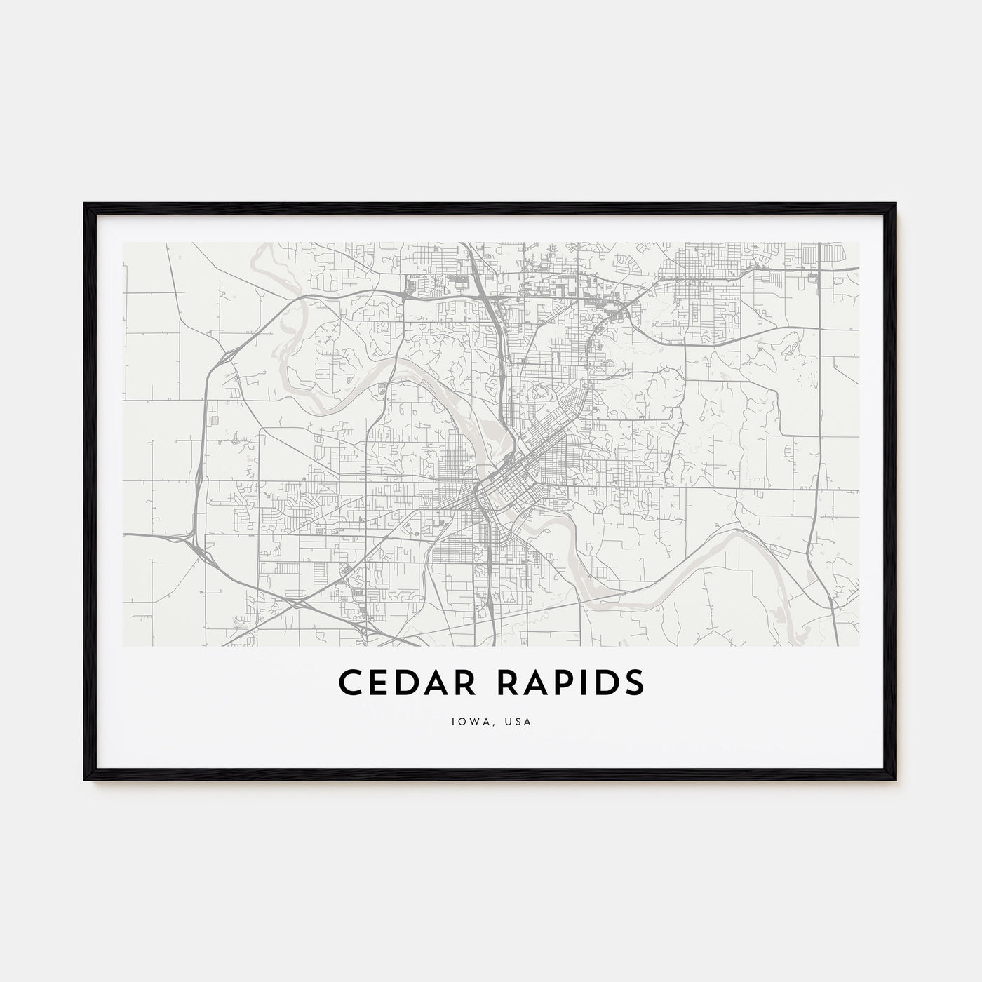 Cedar Rapids Map Landscape Poster