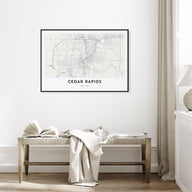 Cedar Rapids Map Landscape Poster